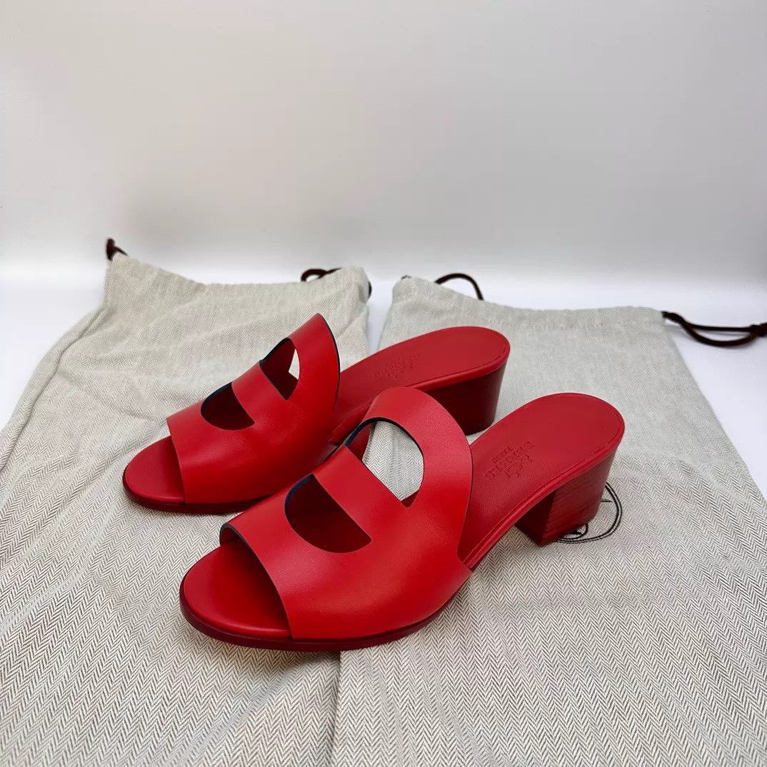 Hermes HERMES Red Pig Nose Slippers 36 Size US 5.5 / IT 35.5 - 2 Thumbnail