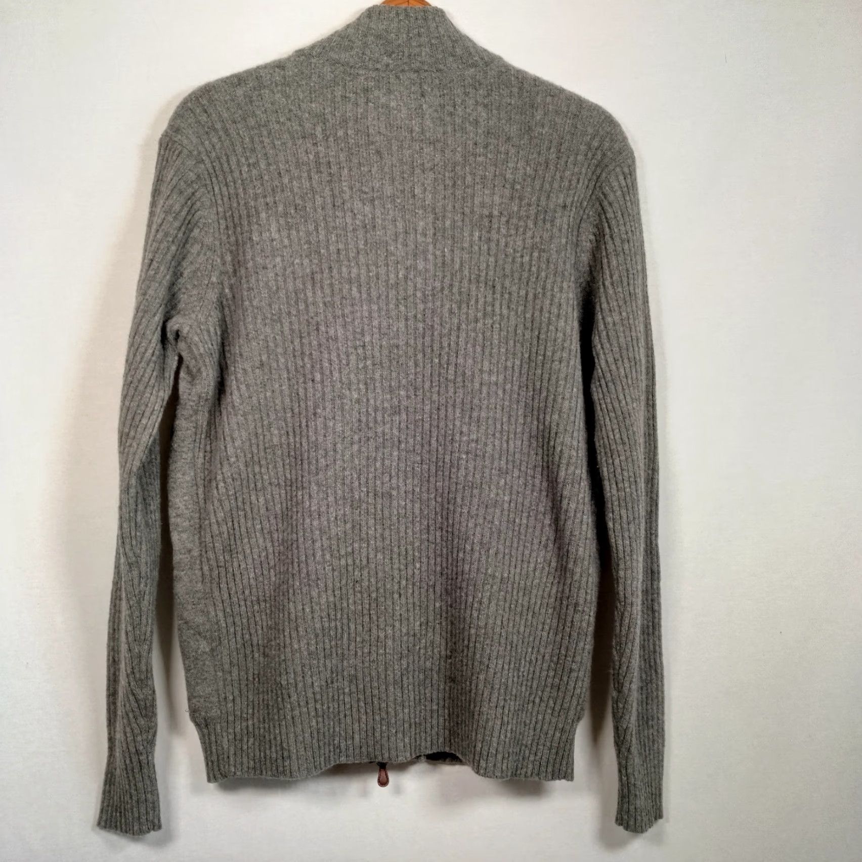 Vintage Maker & Co. Cardigan Sweater M Gray Merino Wool Quilted Ribbed Full Zip Mens Slim Adult Medium Dining? Size US M / EU 48-50 / 2 - 2 Thumbnail