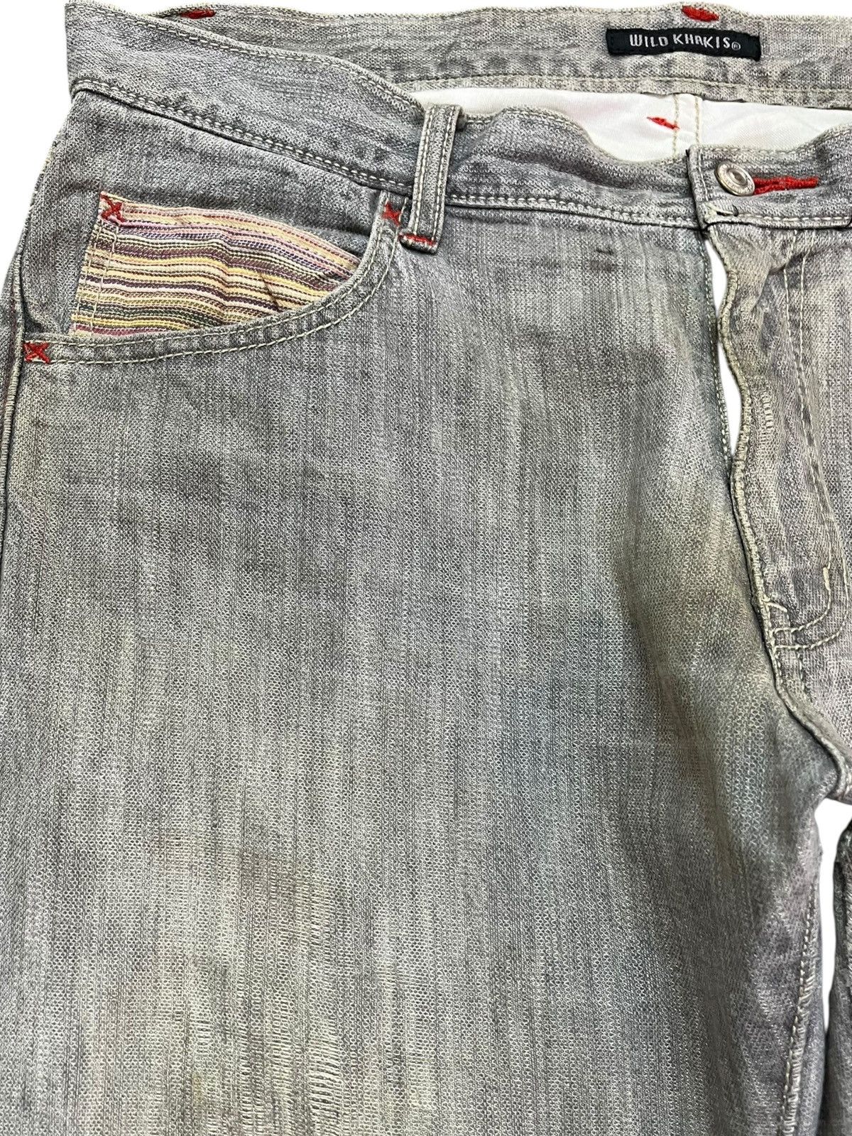 If Six Was Nine Vintage Wild Khakis Twisted Leg Grunge Distressed Denim Size US 35 - 5 Thumbnail