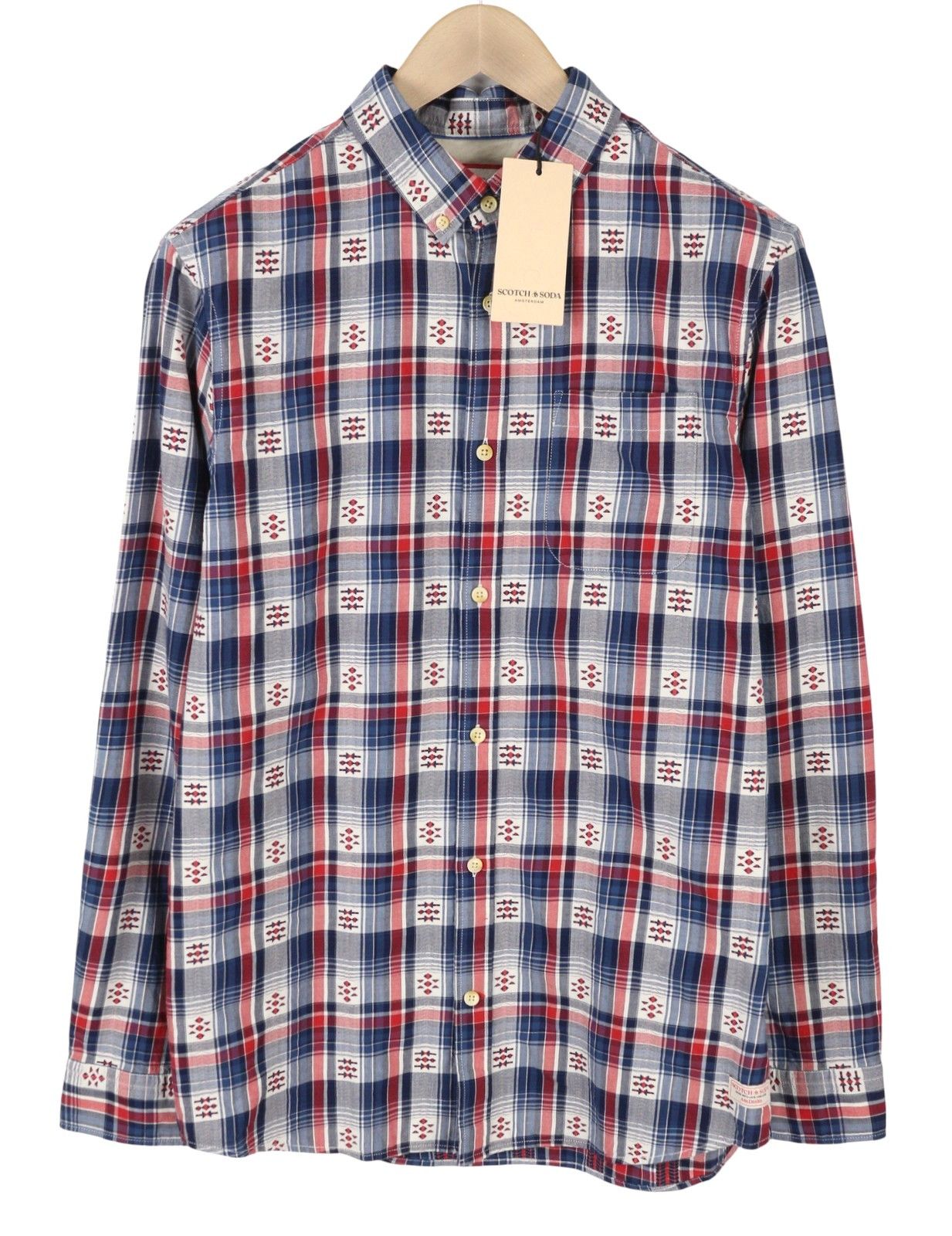 Scotch & Soda M Blue Red Check Button-Down Shirt 88516 Size US M / EU 48-50 / 2 - 1 Thumbnail