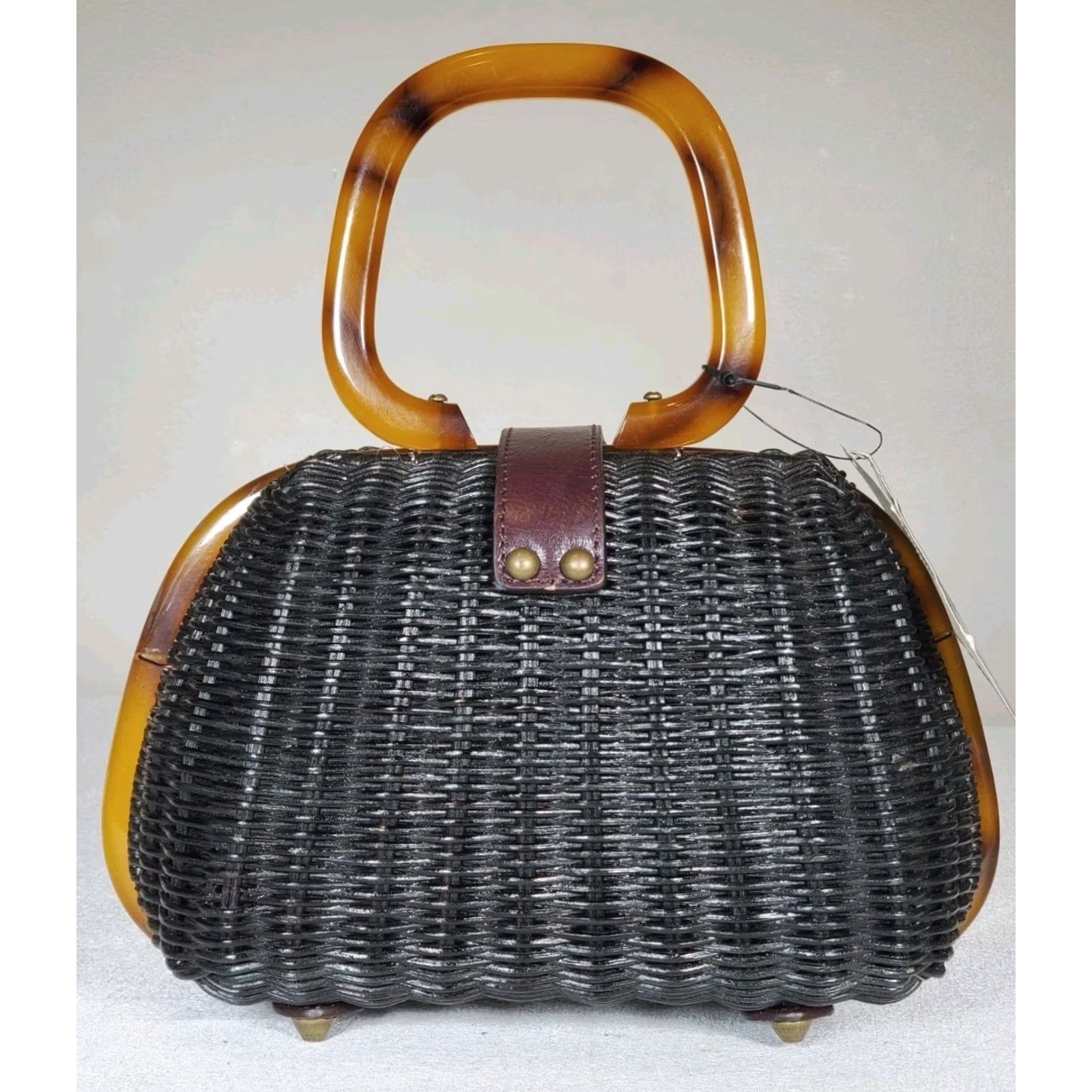Vintage VINTAGE Hobo International Charm Black Woven Wicker Top Handle Purse Leather Flap New Size S / US 4 / IT 40 - 3 Thumbnail