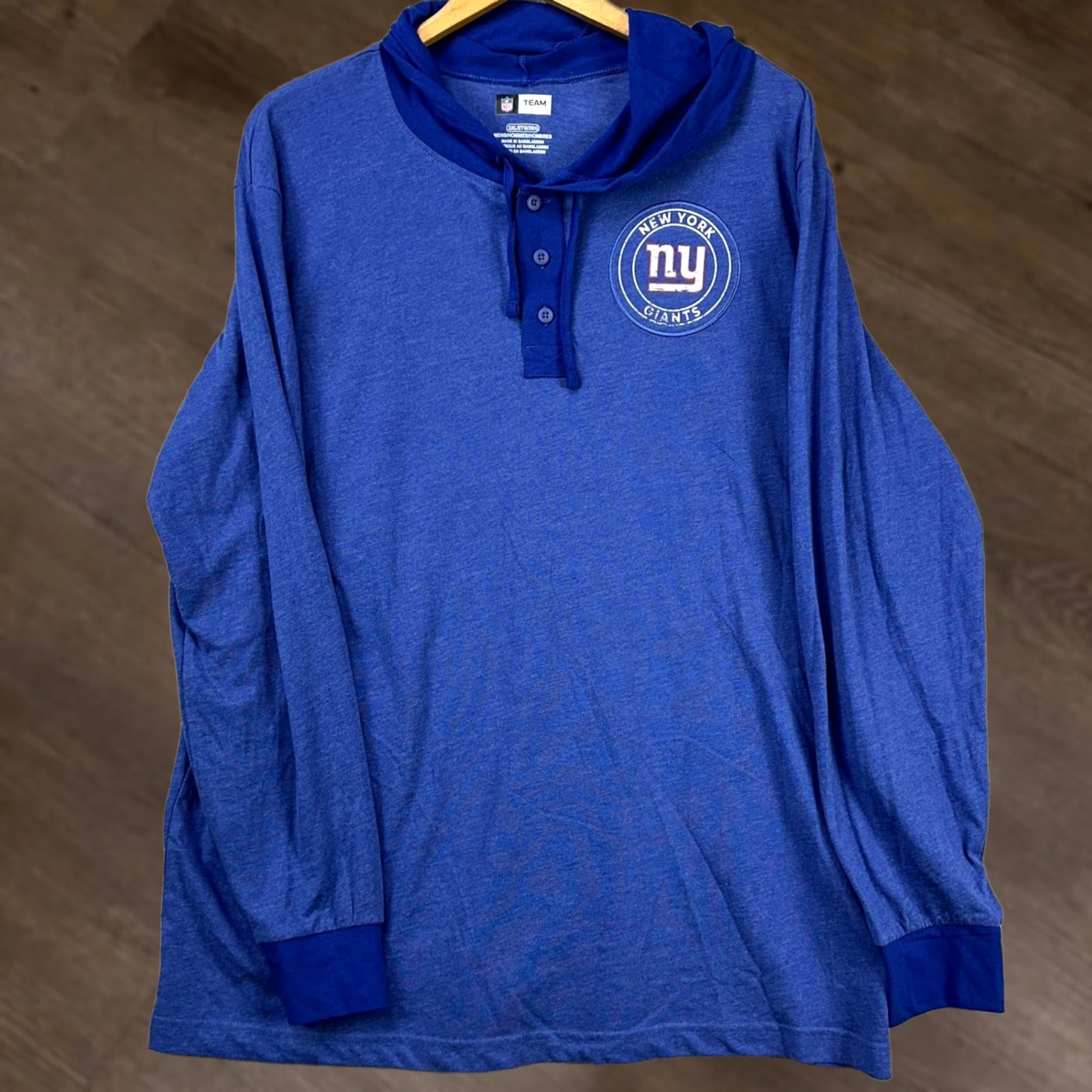 NFL New York Giants Mens Hoodie Sweatshirt 2XL Blue Button Pullover NFL Team Apparel Size US XXL / EU 58 / 5 - 1 Thumbnail