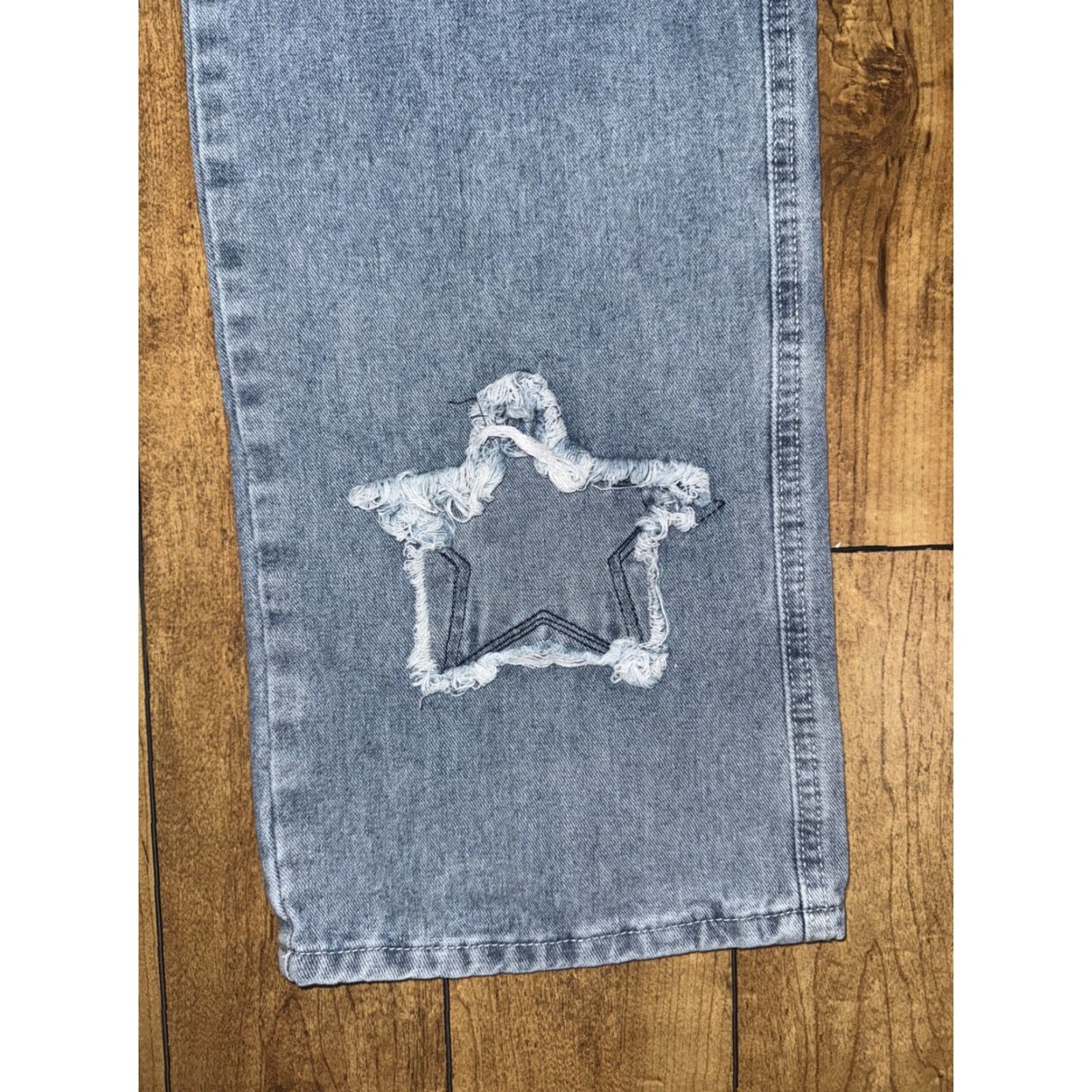Denime Y2K Star Cutout Distressed Denim Jeans Baggy 30x33 Streetwear Size US 30 / EU 46 - 2 Thumbnail