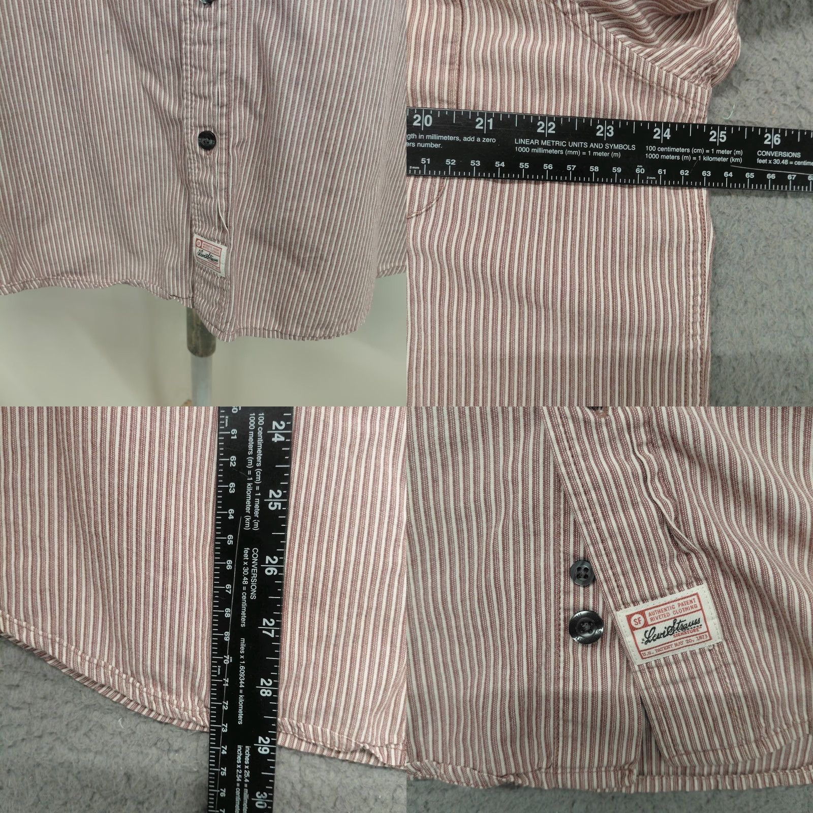 Levi's Levi’s Shirt Men’s L Burgundy & Ivory Long Sleeve Button-Up Casual, Workwear, Travel Size US L / EU 52-54 / 3 - 8 Thumbnail