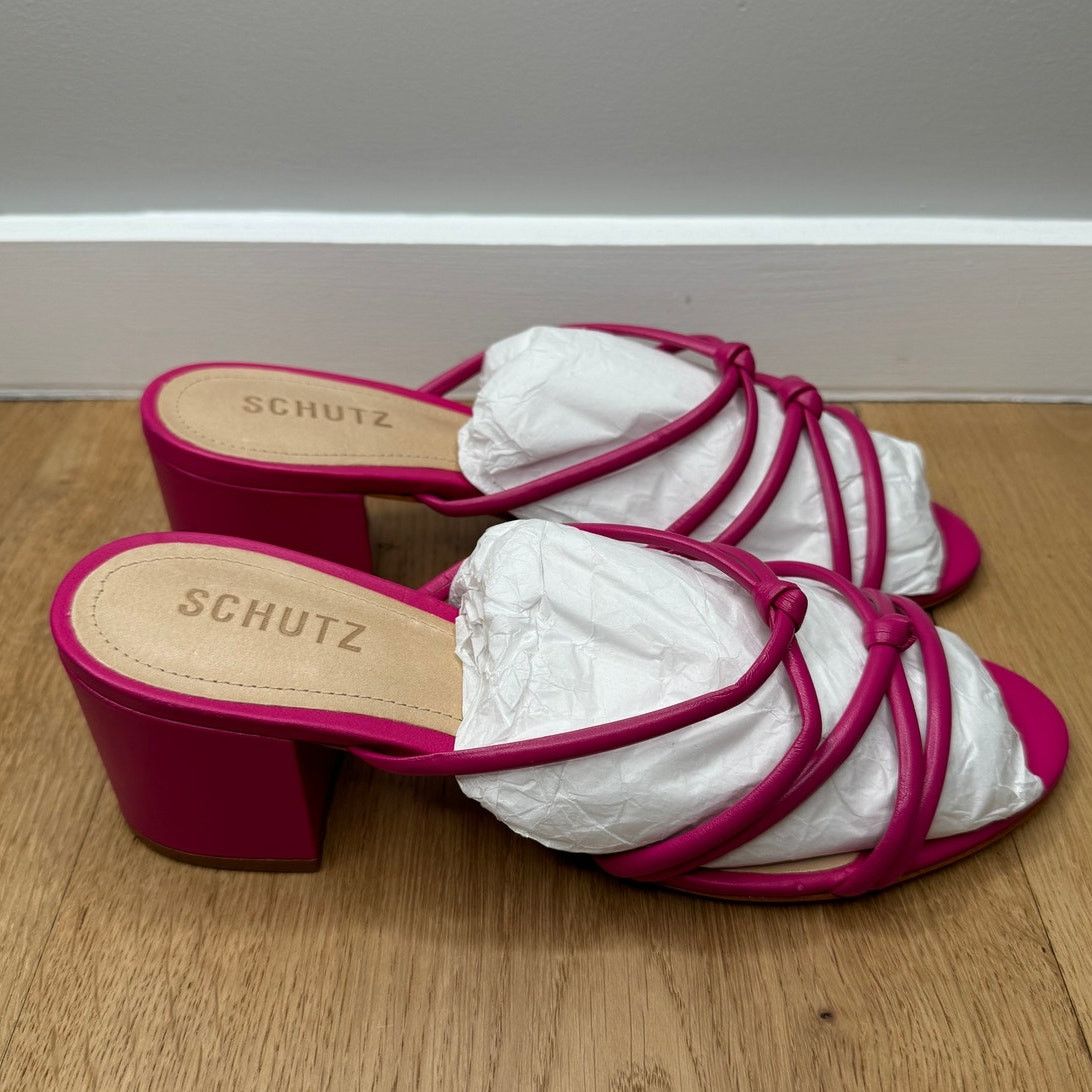 SCHUTZ NEW Schutz Princey Strappy Slide Sandals Hot Pink Heel Size US 8.5 / IT 38.5 - 4 Thumbnail