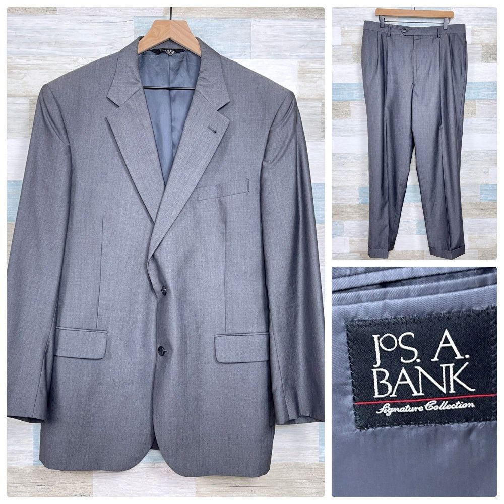 Jos. A. Bank Jos A Bank Wool Sharkskin Suit Gray Mens 43L Jacket 37L Size 42L - 1 Thumbnail