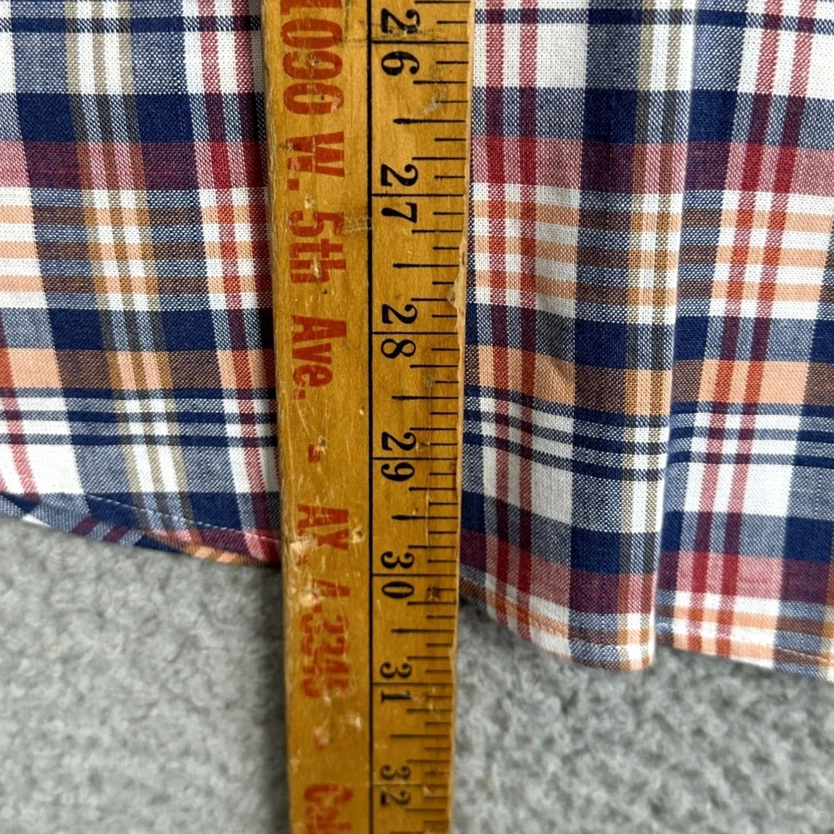 johnnie-O Johnnie-O Shirt Mens XL Navy Orange Hangin Out Button Down Plaid Long Sleeve EUC Size US XL / EU 56 / 4 - 7 Thumbnail
