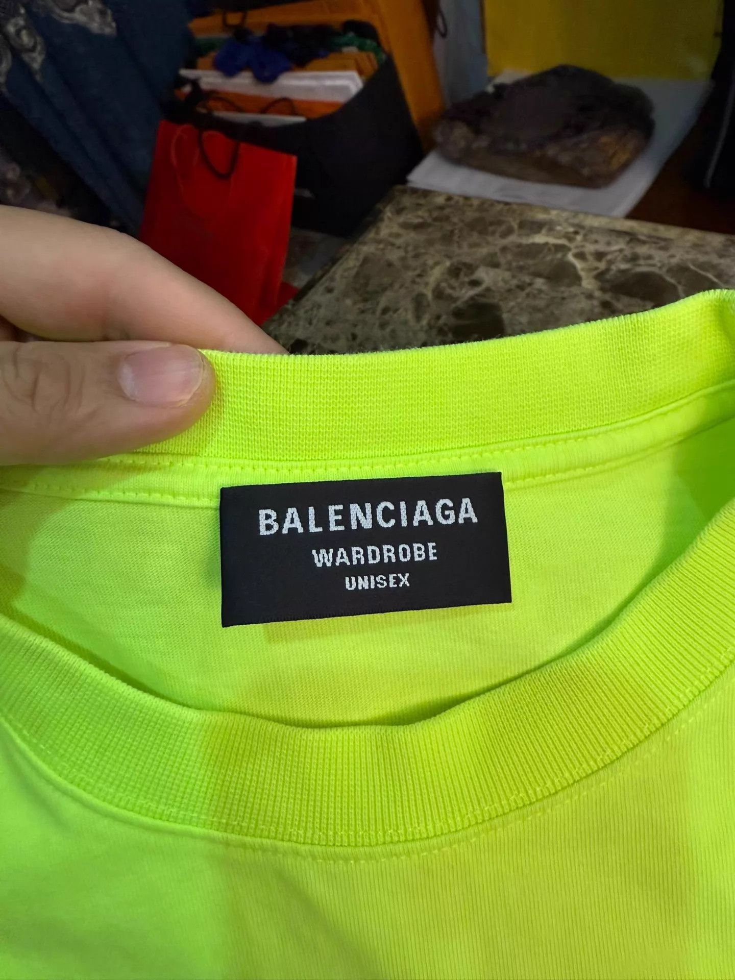 Balenciaga BALENCIAGA Neon Yellow Embroidered Logo Tee M Size US M / EU 48-50 / 2 - 4 Thumbnail
