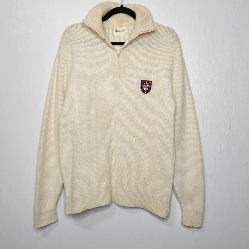 Jockey VINTAGE Jockey Sweater Knit VTG Rare Logo Crest Shirt Unisex Adults Large Cream 60s 70s Pullover Colgate? Size US L / EU 52-54 / 3 - 7 Thumbnail