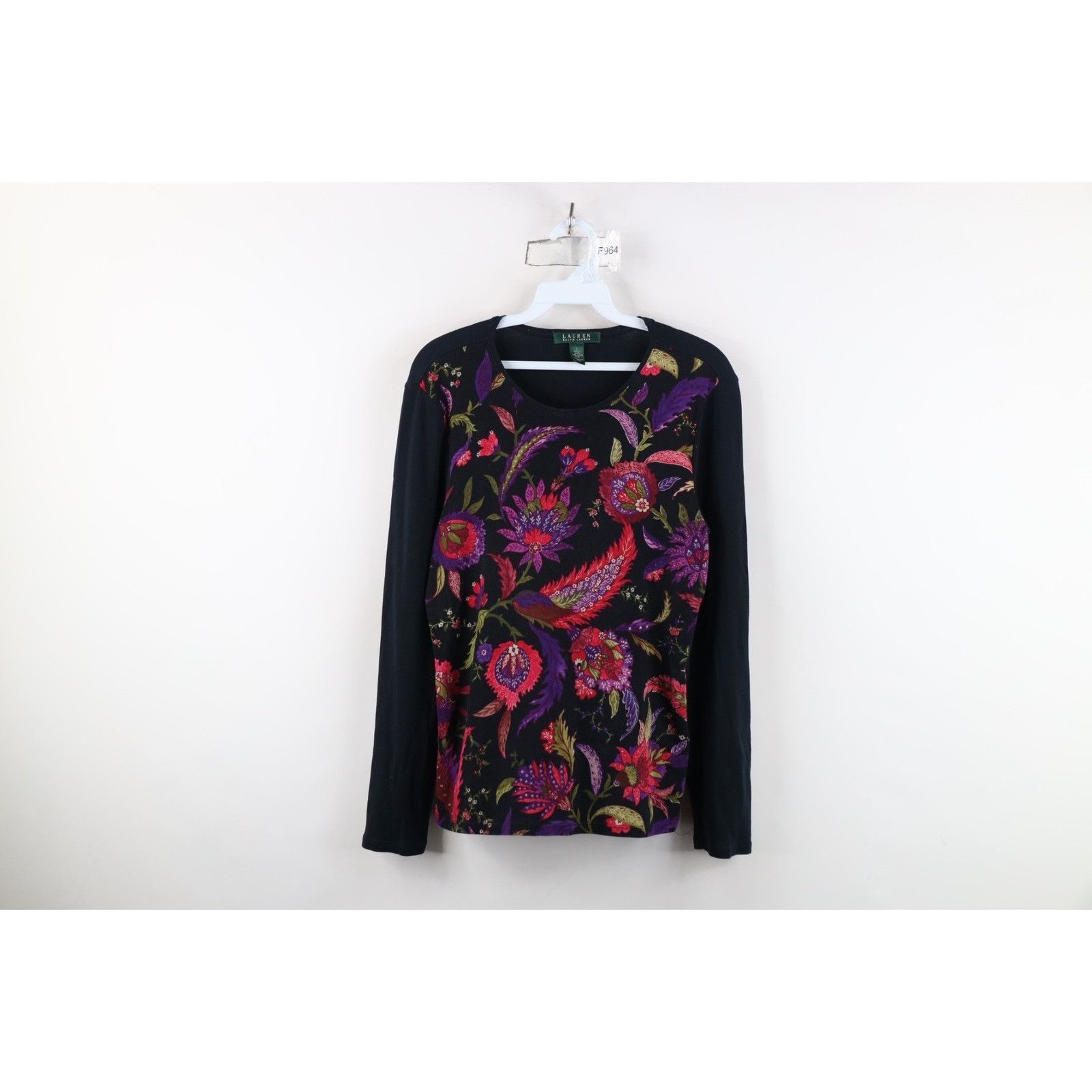 Polo Ralph Lauren Vintage 90s Ralph Lauren Paisley Flower Long Sleeve T-Shirt Size L / US 10 / IT 46 - 1 Thumbnail