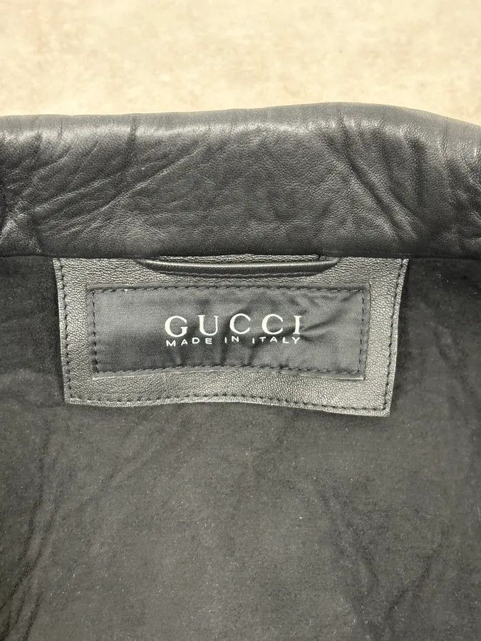 Gucci 2010s Gucci Black Laced Biker Leather Jacket Size US M / EU 48-50 / 2 - 12 Thumbnail