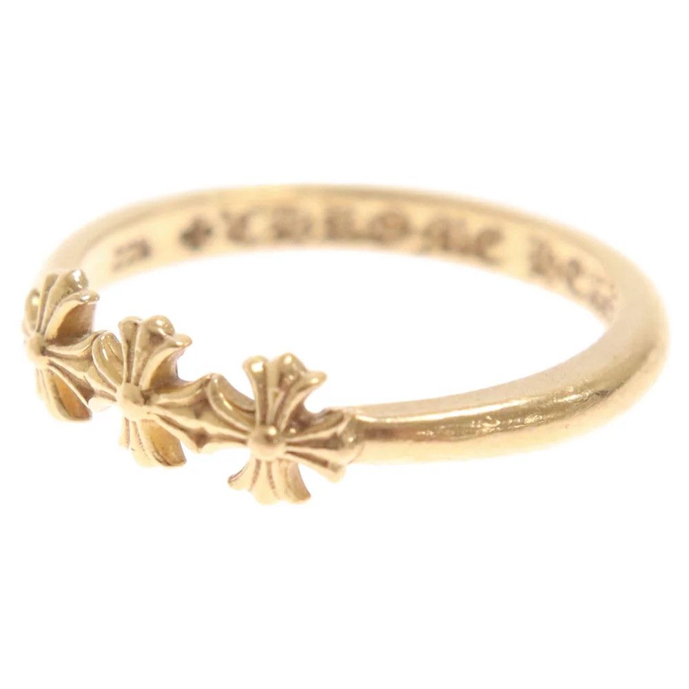 image of Chrome Hearts Triple Plus Bubblegum Ring - Size 3 in Gold, Men's