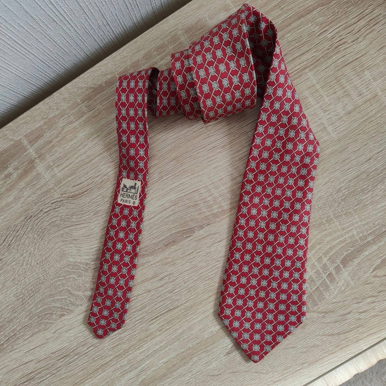 Hermes Hermes Paris Silk Tie 990 SA Geometry Red Size ONE SIZE - 2 Thumbnail