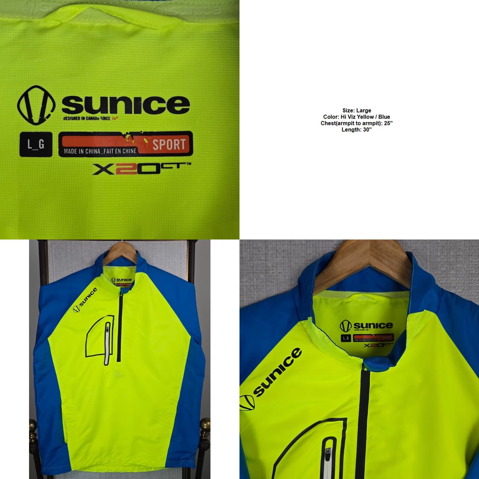 Vintage Sunice X20 Men's 1/2 Zip Short Sleeve Windbreaker Jacket Golf Pullover Large Yellow Merchants/Indoor Styles Size US L / EU 52-54 / 3 - 8 Thumbnail
