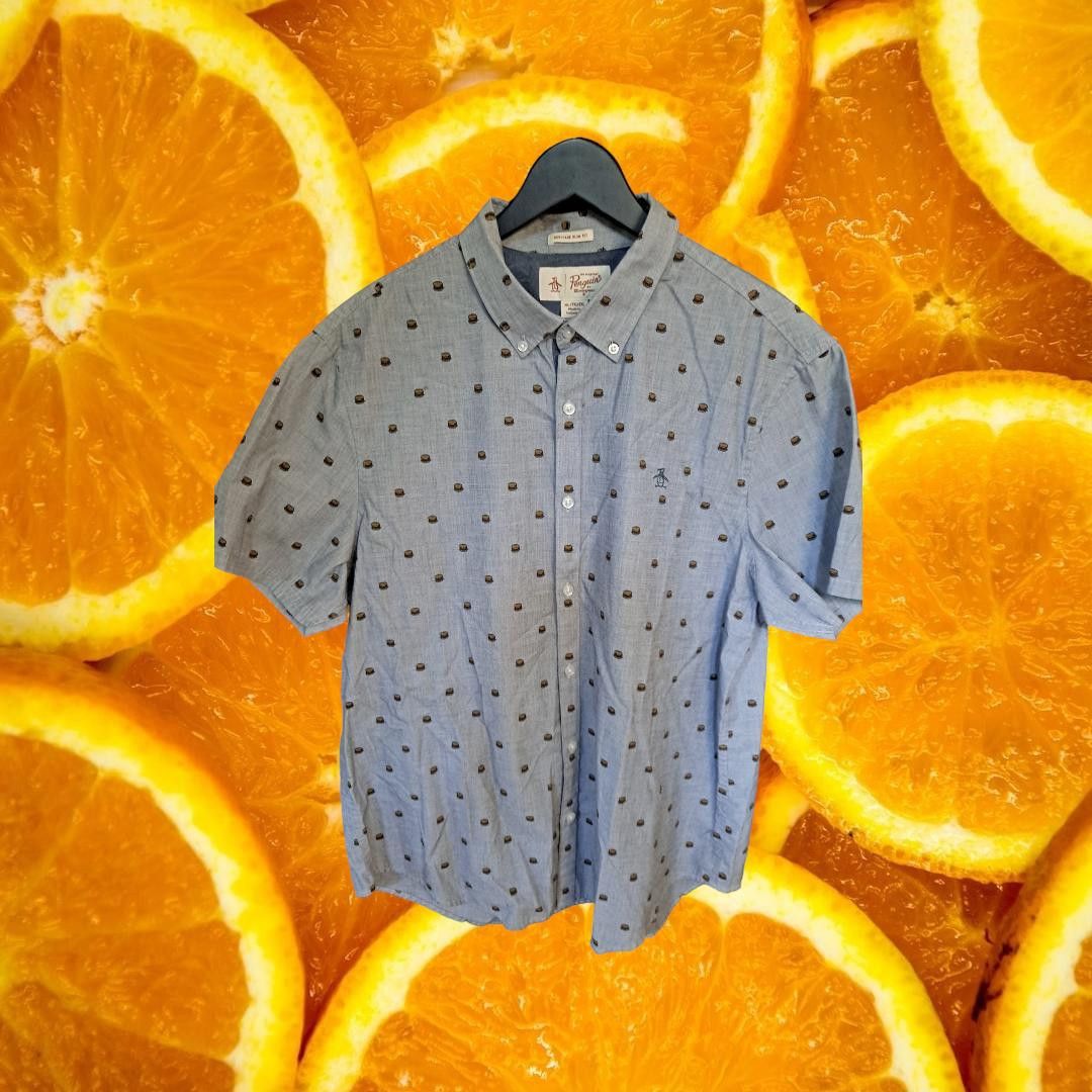 Other Penguin Heritage Slim Blue Button Down Shirt with Hamburgers Size US XL / EU 56 / 4 - 1 Thumbnail