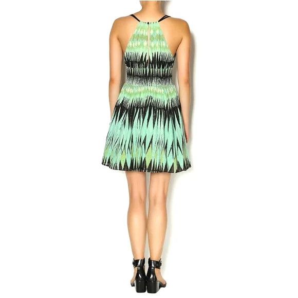 Free People Indian Summer Green/Black Smocked Waist Printed Dress Size S / US 4 / IT 40 - 2 Thumbnail