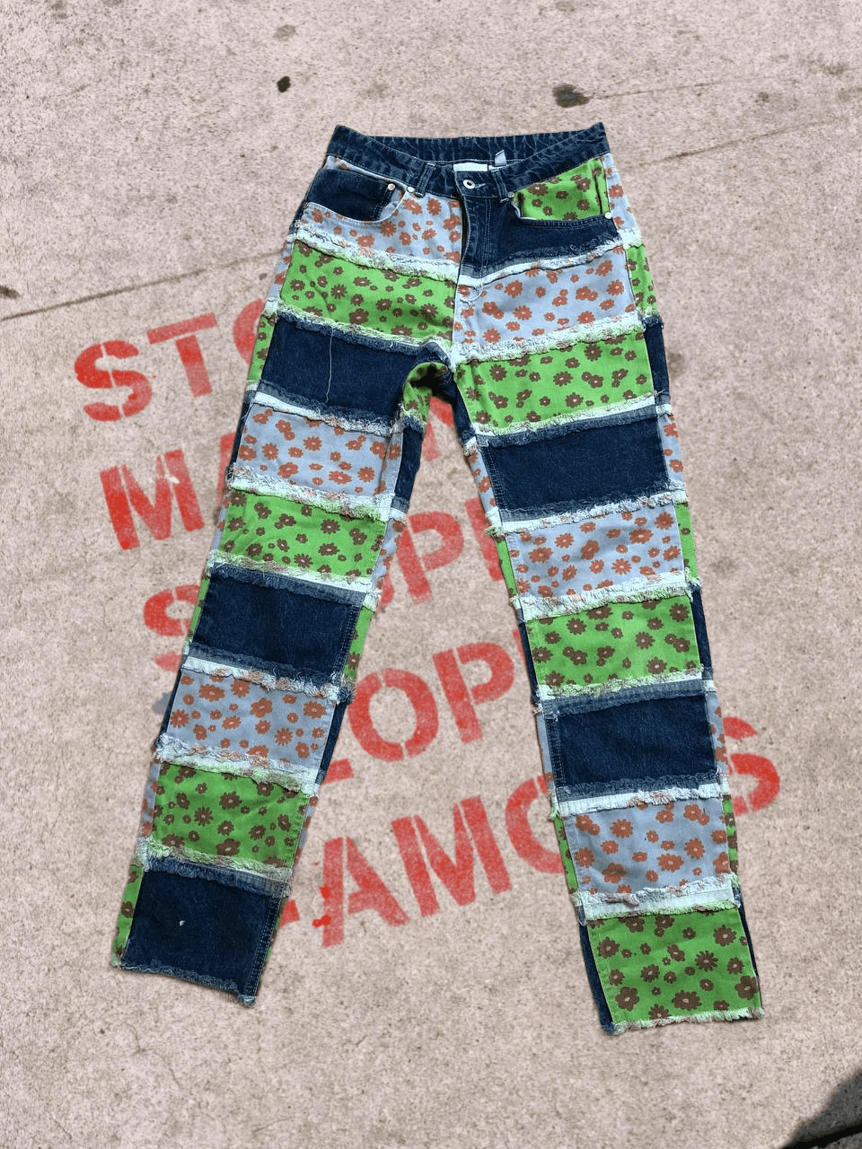 Vintage Ragged Jeans Avantgarde Denim Pants Rare Y2K
