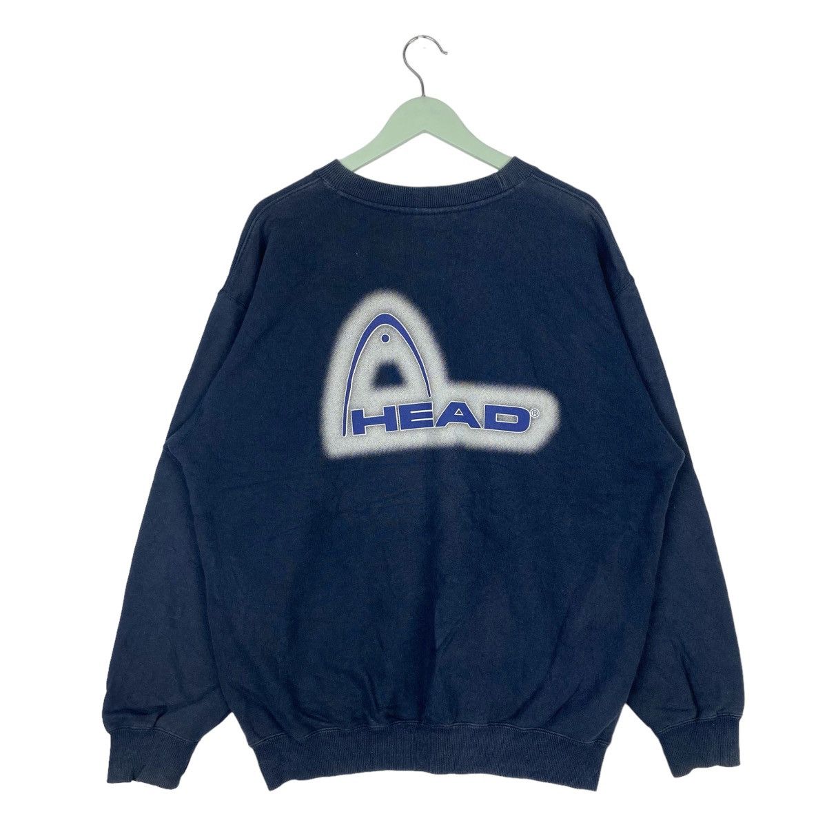 Designer × Vintage Head Big Logo Sweatshirt Navy Crewneck Pullover Jumper Size US L / EU 52-54 / 3 - 1 Thumbnail