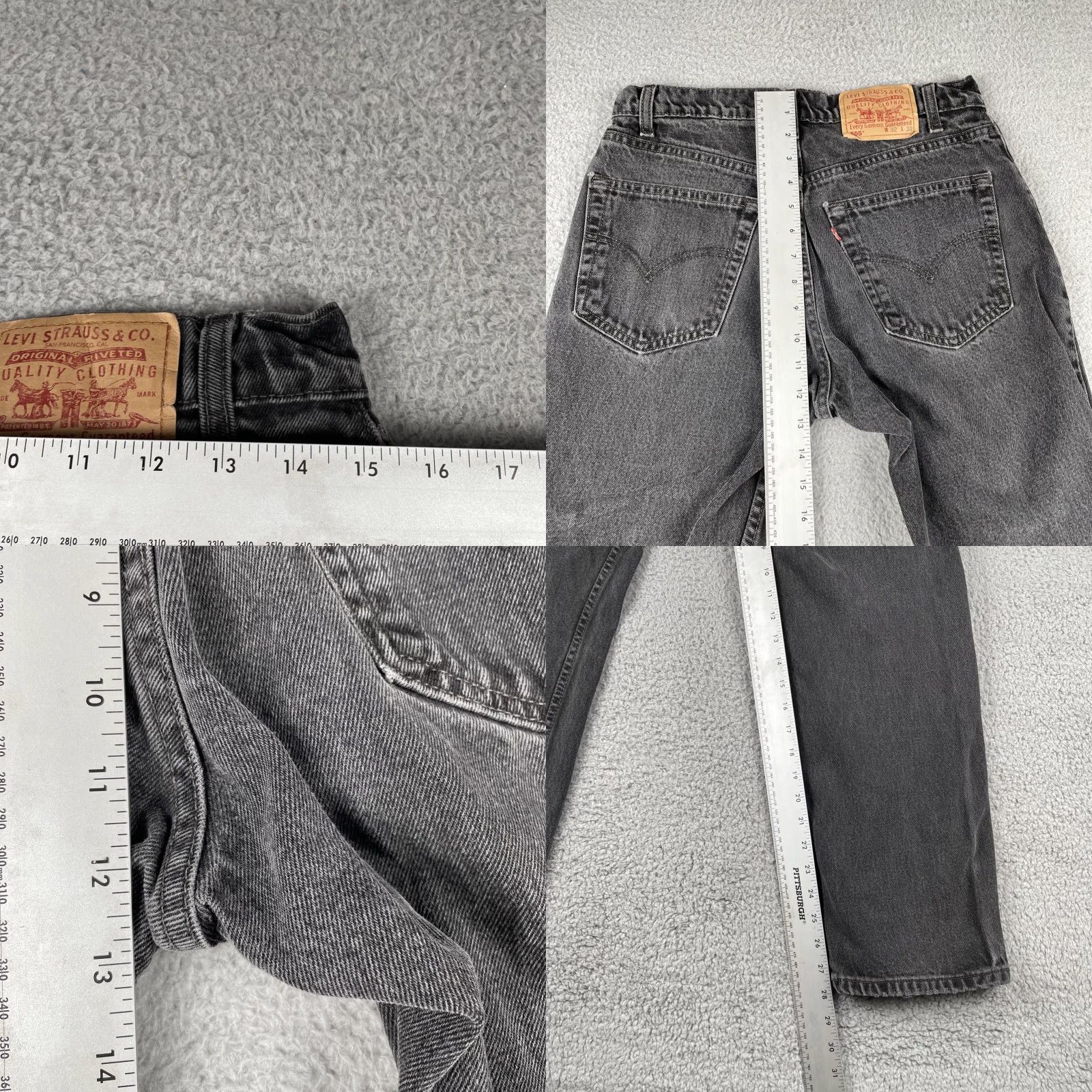 Levi's VINTAGE Levi’s 505 Denim Jeans Black 30x28 Regular 90s Grunge Canada Mens Size US 30 / EU 46 - 9 Thumbnail