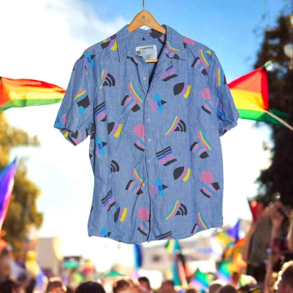 Target Basics Rainbow Patterned Men's Shirt # Takepride Take Pride Sz XL Size US XL / EU 56 / 4 - 1 Thumbnail