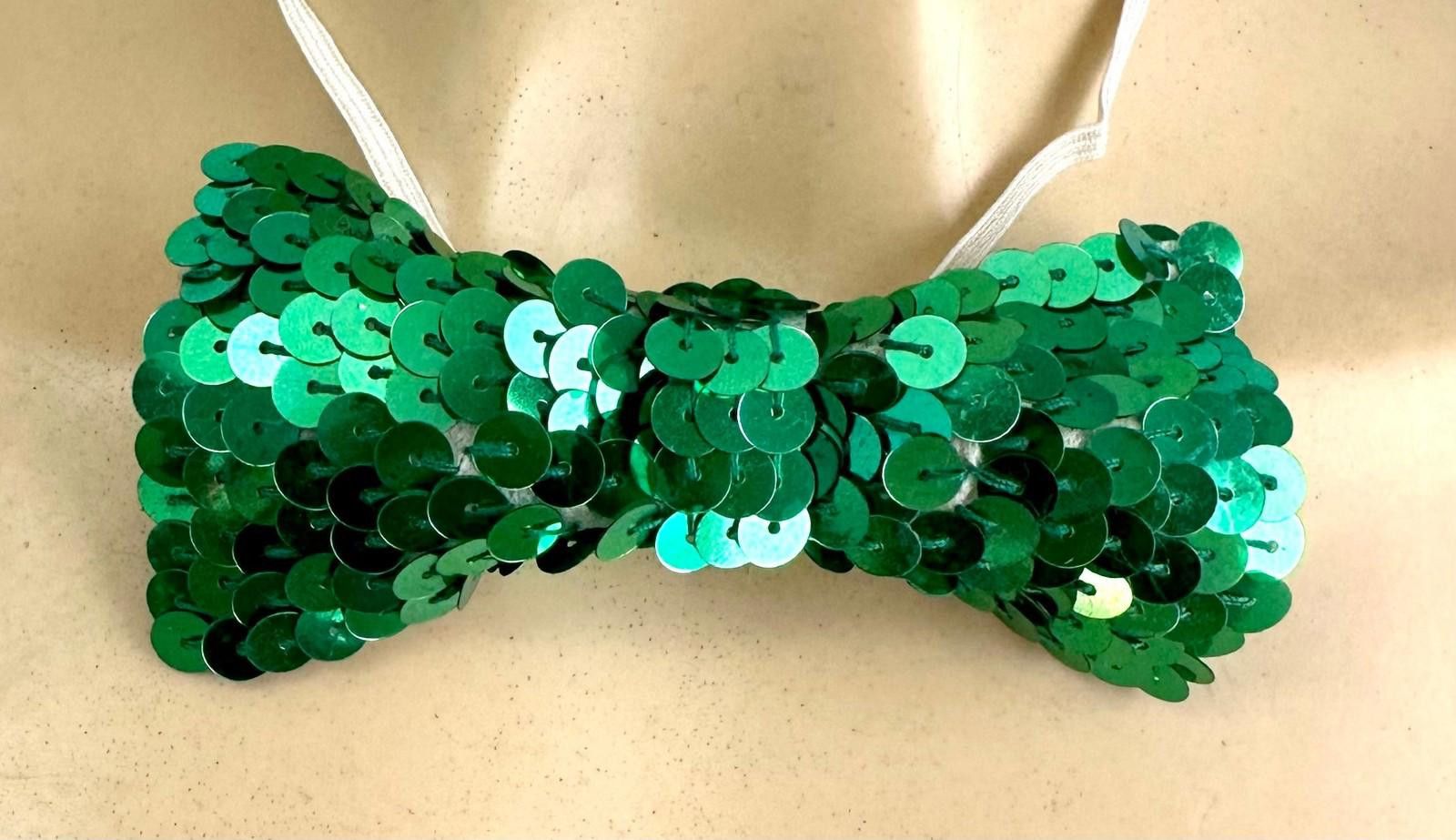 Designer Sequined Bow Tie GREEN Adult Unisex Size ONE SIZE - 1 Preview
