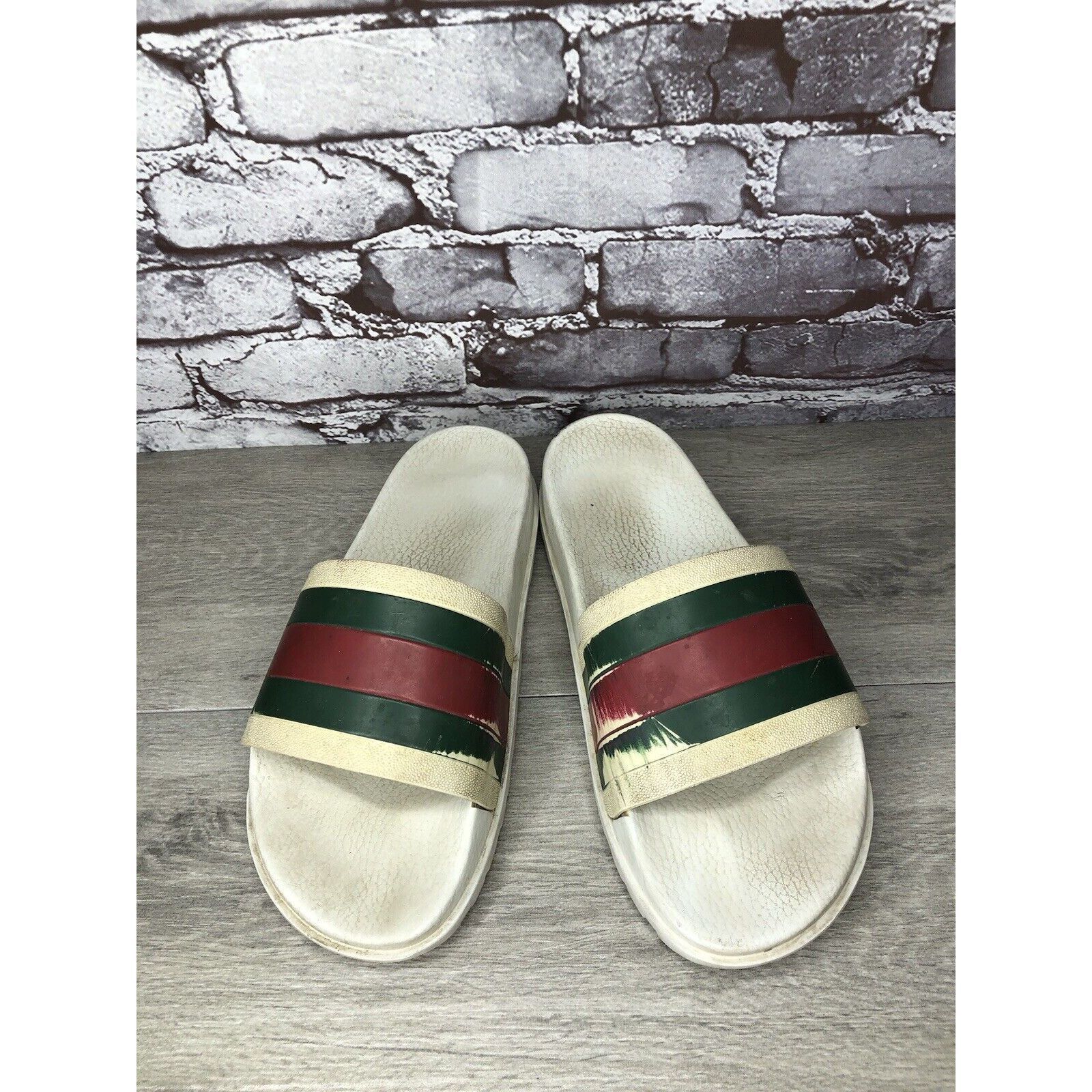 Gucci GUCCI Web White Rubber Logo Casual Slides Designer Sandals M Size US 11 / EU 44 - 5 Thumbnail