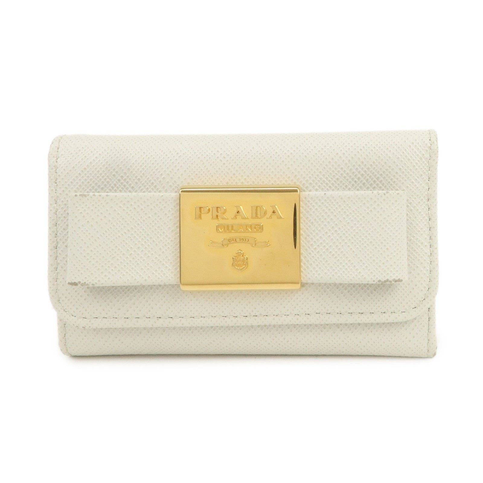 Prada Prada Ribbon Saffiano Key Holder White Size ONE SIZE - 1 Thumbnail