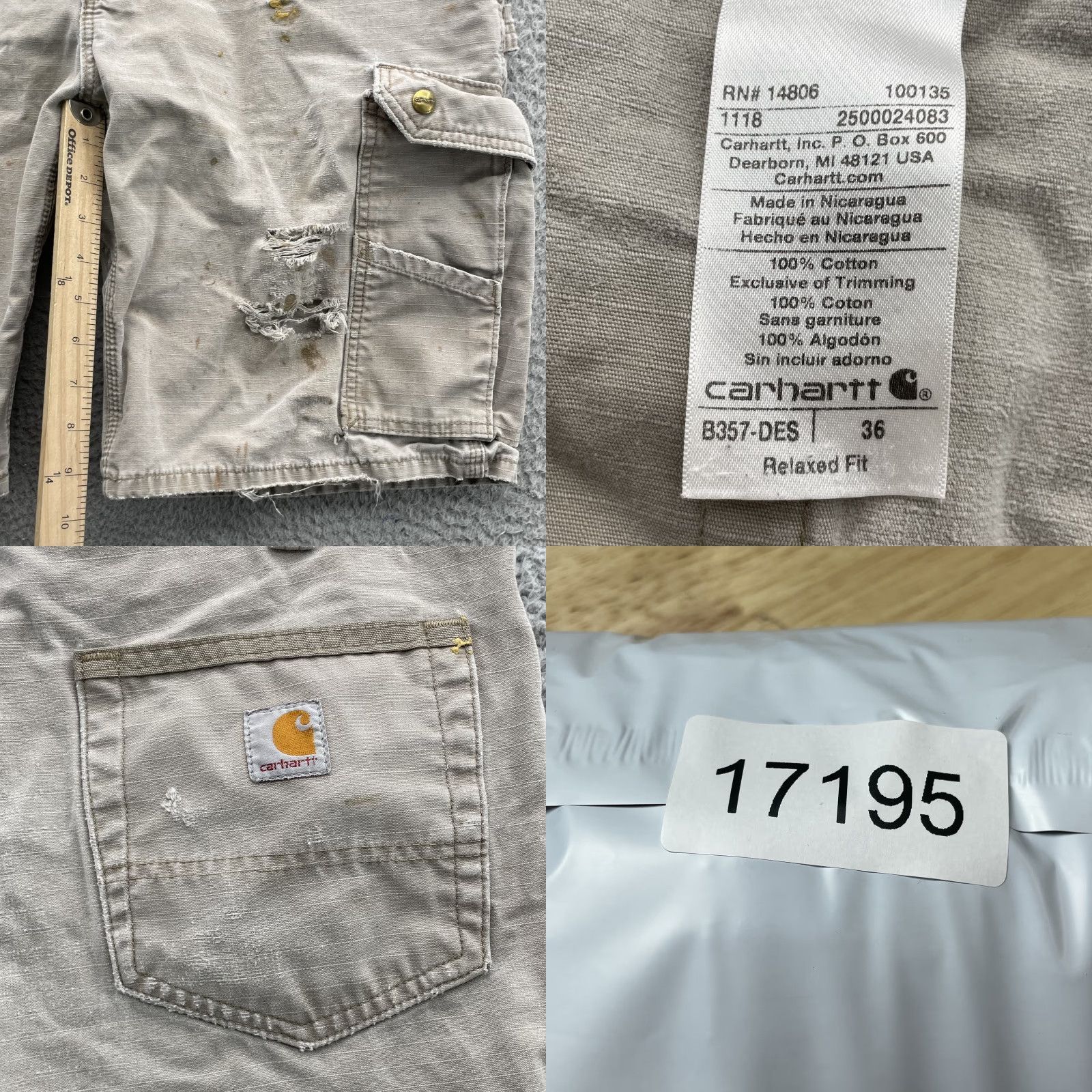 Carhartt VINTAGE Carhartt Ripstop Cargo Shorts Mens 36 Relaxed Workwear Hike Surplus 90s Size US 36 / EU 52 - 8 Thumbnail