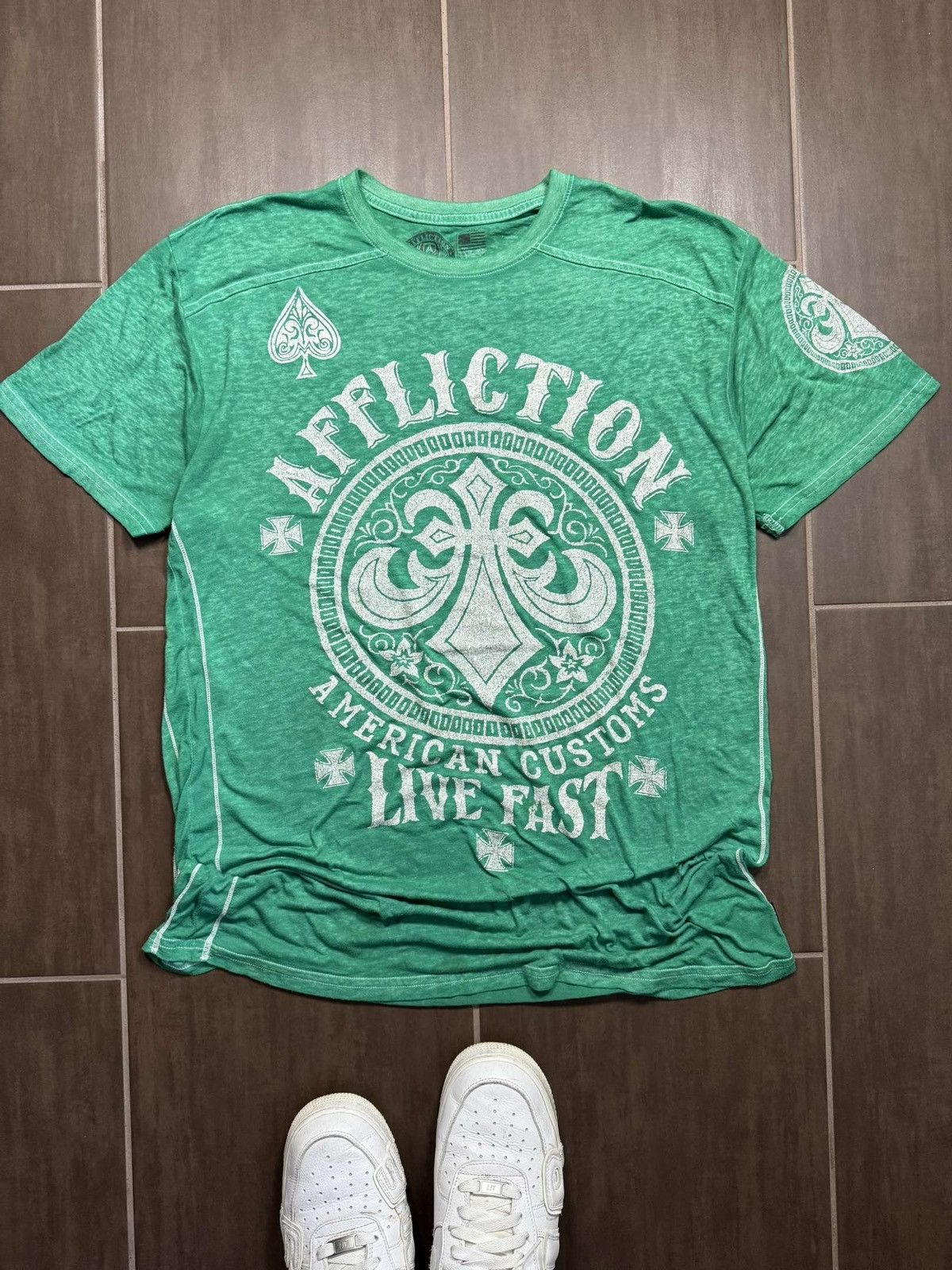 Affliction Vintage Y2K AOP Affliction Grunge Styled Skater Tee Size US XL / EU 56 / 4 - 1 Thumbnail