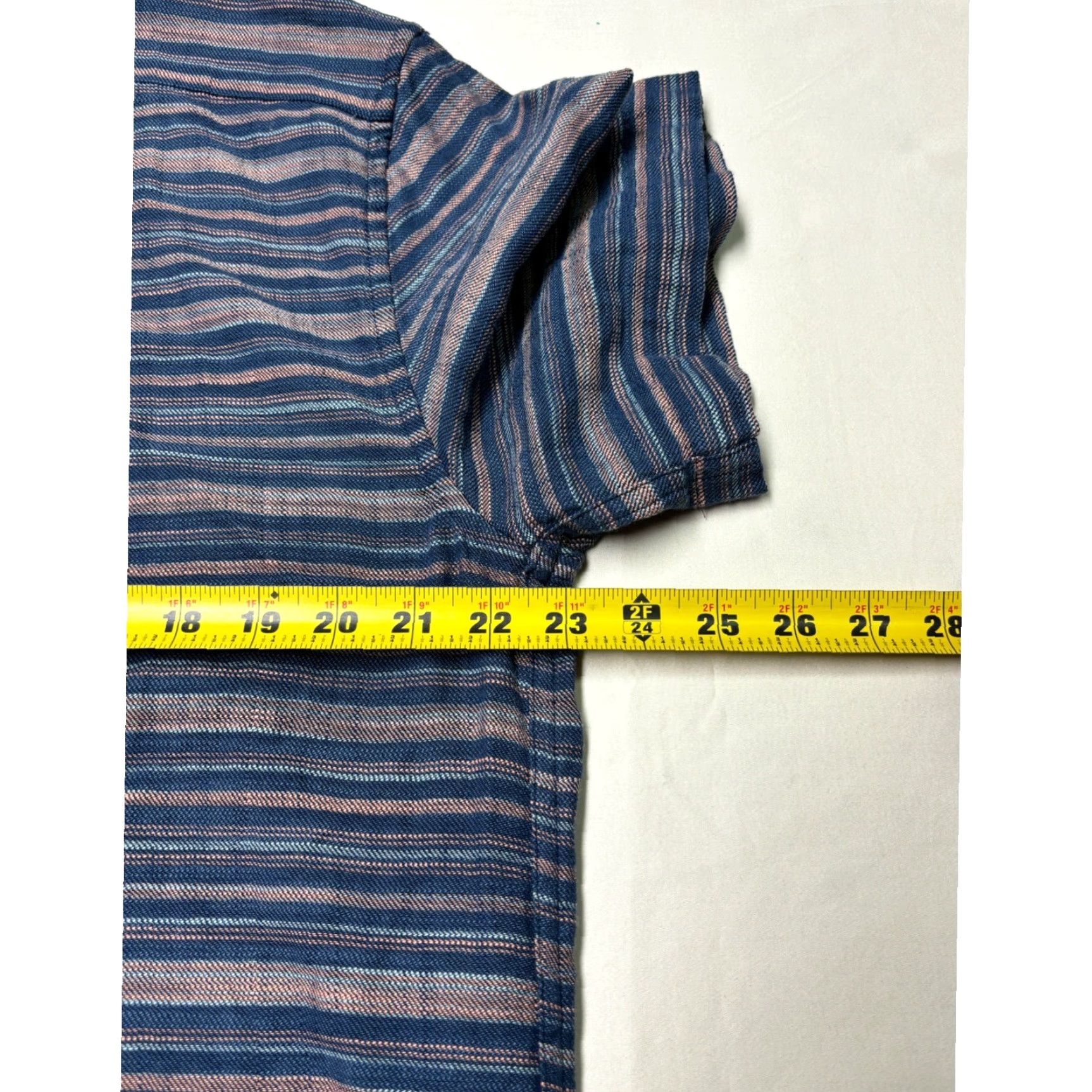 Vintage ROWM Mens Large Striped Button Up Short Sleeve Casual Shirt L Blue Beach Vacation Size US L / EU 52-54 / 3 - 8 Thumbnail