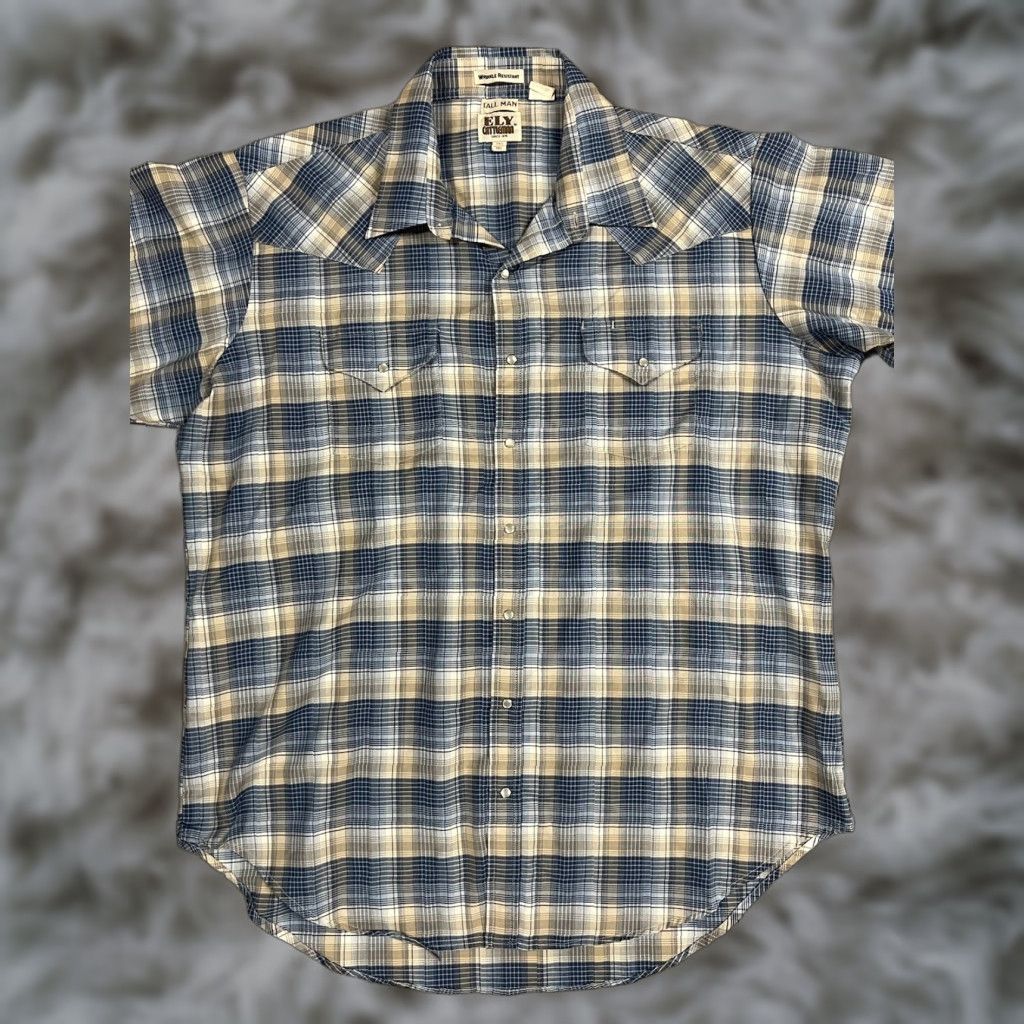 Vintage Ely Cattleman Shirt Men’s Tall 18.5 Plaid Western Rodeo Snap Button-Up Collared Size US XXL / EU 58 / 5 - 1 Thumbnail