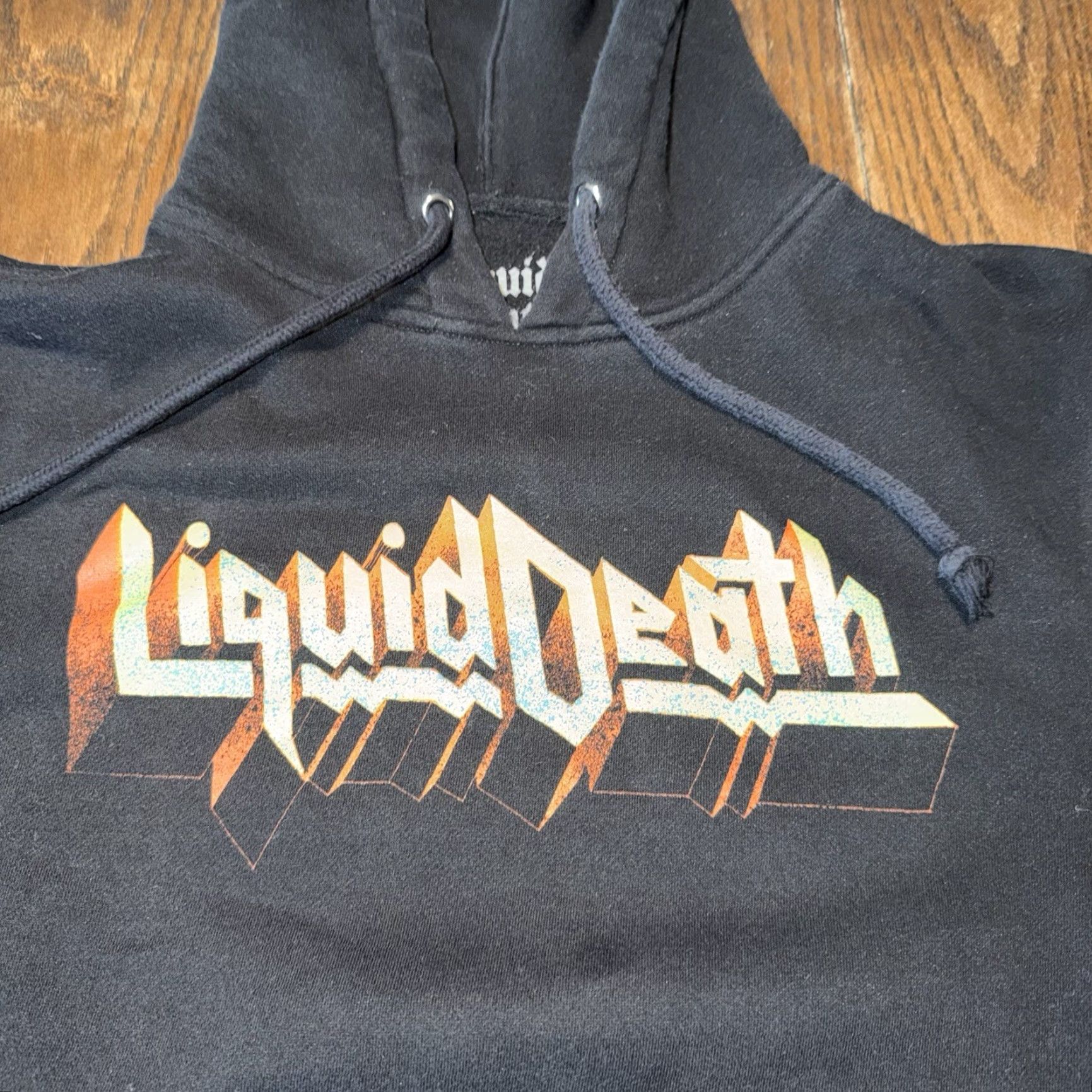 Logo 7 VINTAGE? No — but clothing: Liquid Death Mens Hoodie Sweatshirt Black Medium Graphic Print Logo Grim Reaper Trippy Size US M / EU 48-50 / 2 - 4 Thumbnail