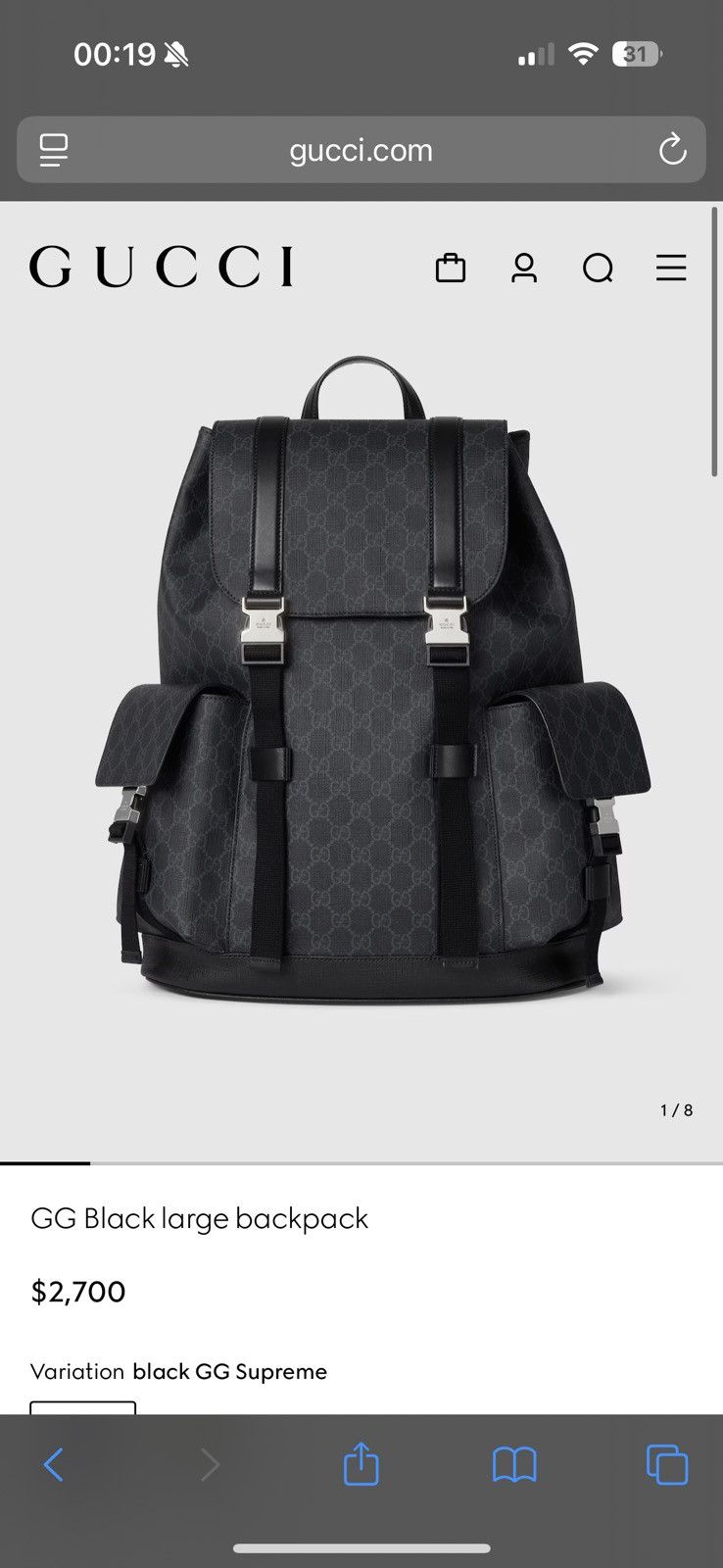 Gucci Gucci GG black backpack Size ONE SIZE - 1 Thumbnail