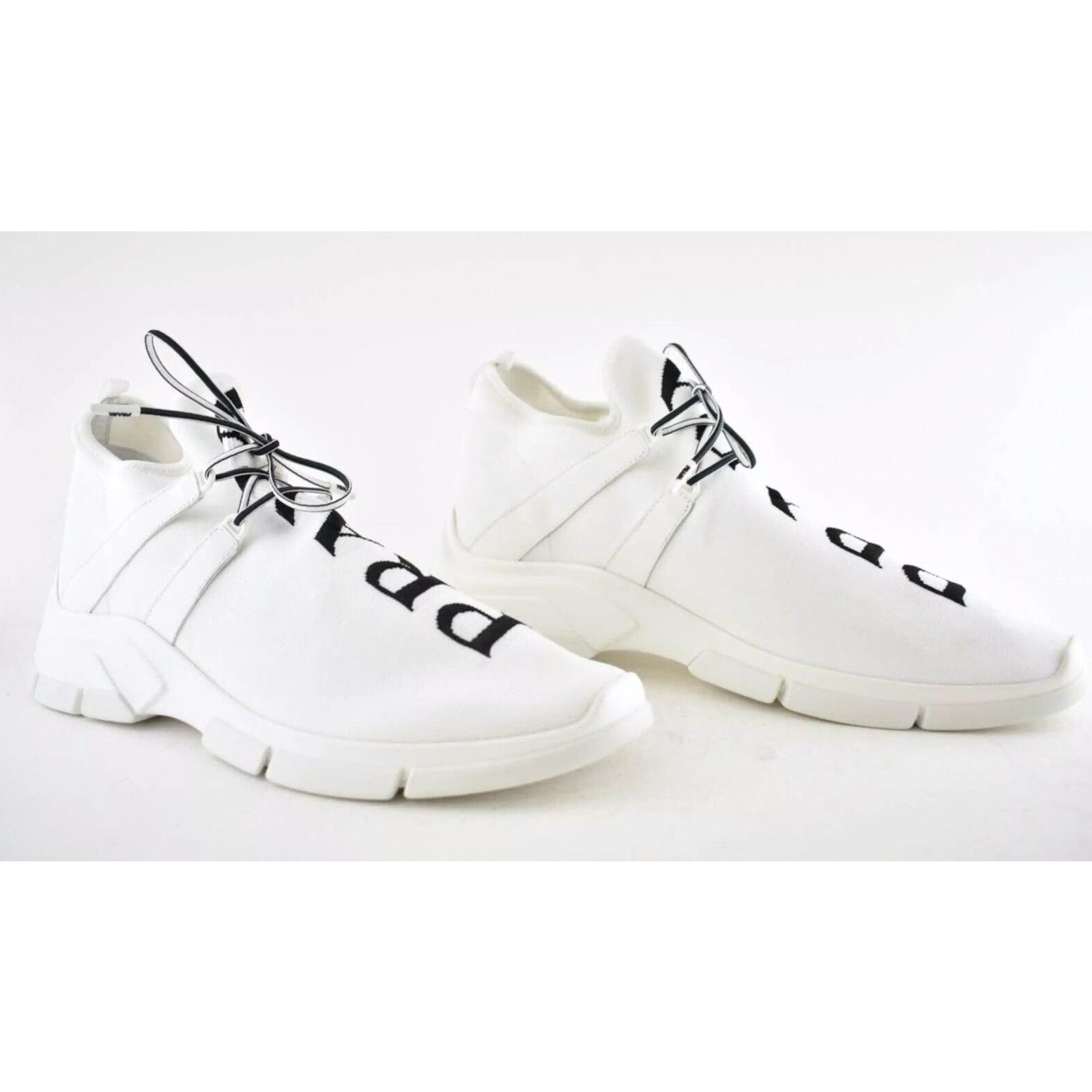Prada Prada Mens XY Logo Sock White Black Knit Flat Trainer Size US 13 / EU 46 - 5 Thumbnail