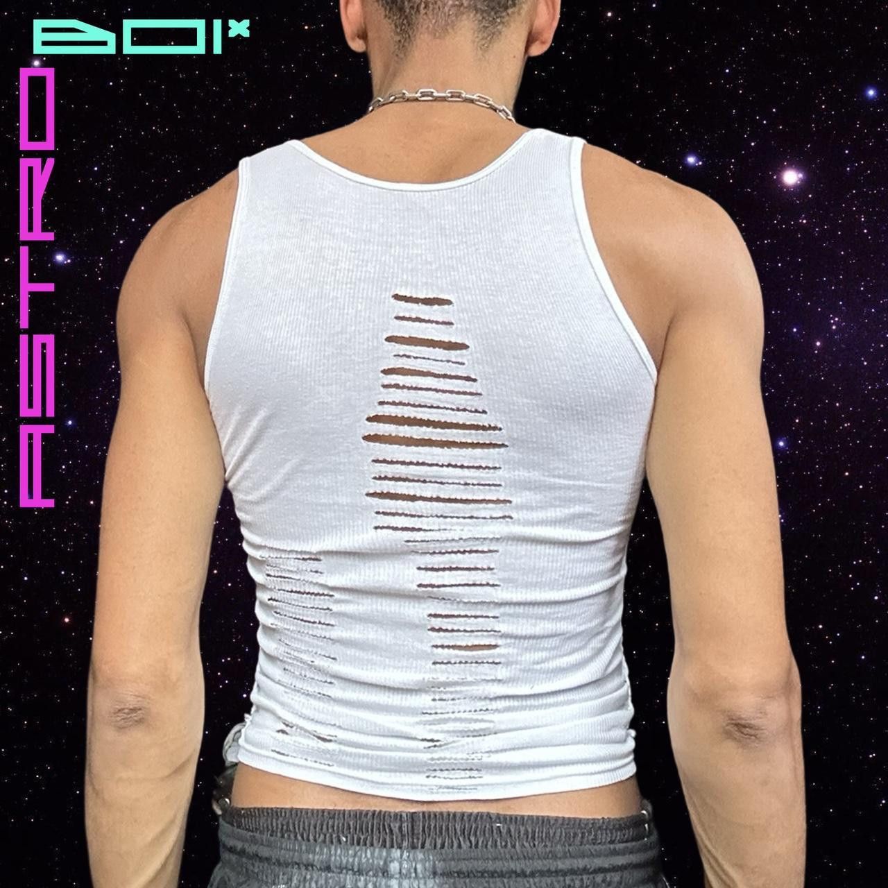 Hanes ASTROBOI* 'Parting ways' white braided twist tank - Medium Size US M / EU 48-50 / 2 - 4 Thumbnail