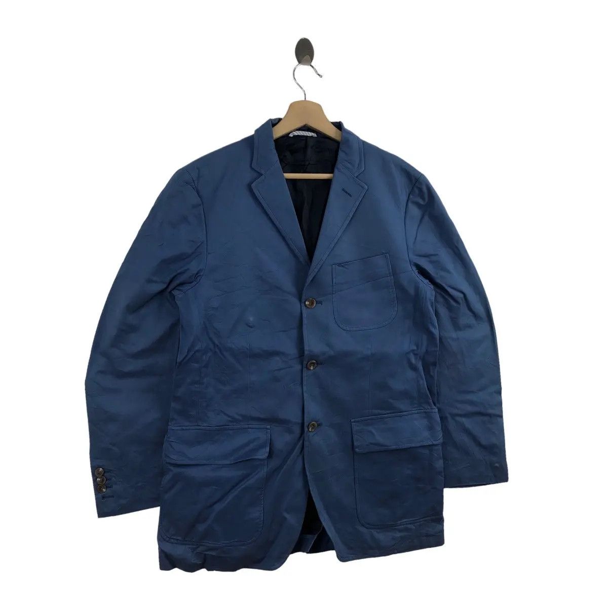 Polo Ralph Lauren Vtg POLO RALPH LAUREN Blue Cotton 3 Button Blazer Sport Size 40R - 3 Thumbnail
