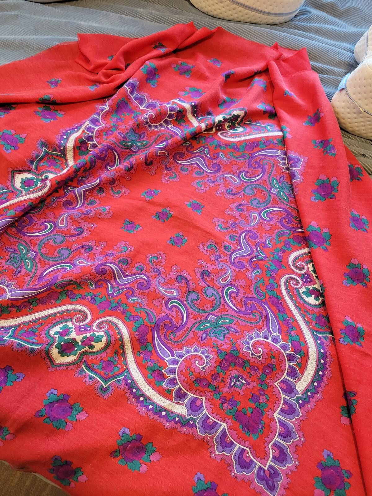 Other Vintage Red Floral Scarf by Mountessa Valentina Size ONE SIZE - 5 Thumbnail