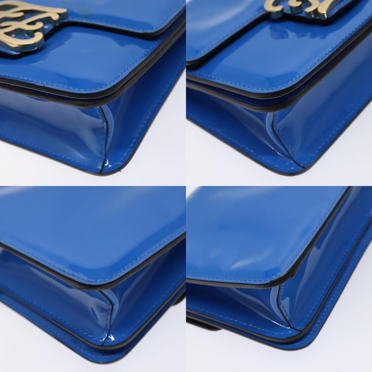 Fendi FENDI Curligraphy Shoulder Bag Patent Leather Blue Size ONE SIZE - 10 Thumbnail