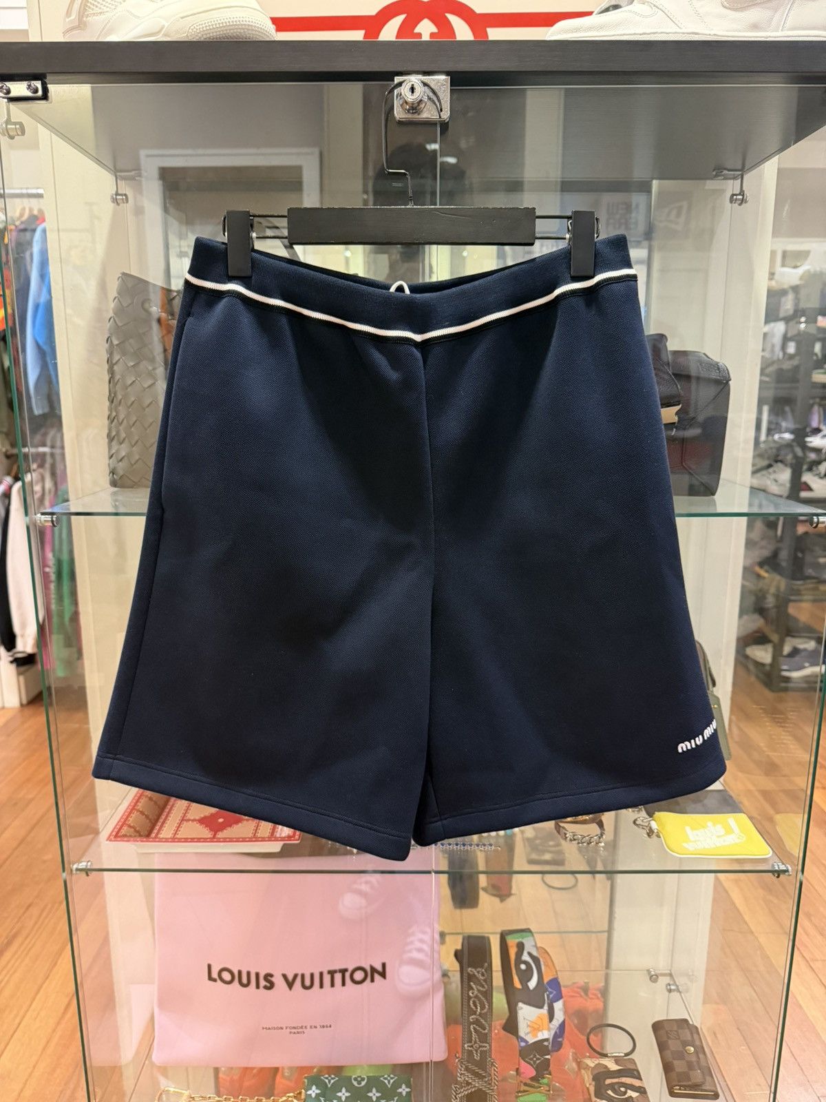 Miu Miu Miu Miu Logo Embroidered Technical Jersey Shorts Size US 32 / EU 48 - 1 Thumbnail