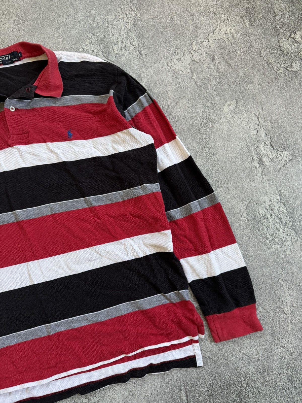 Polo Ralph Lauren × Vintage Polo Ralph Lauren L striped rugby polo long sleeve tee shirt Size US L / EU 52-54 / 3 - 7 Thumbnail