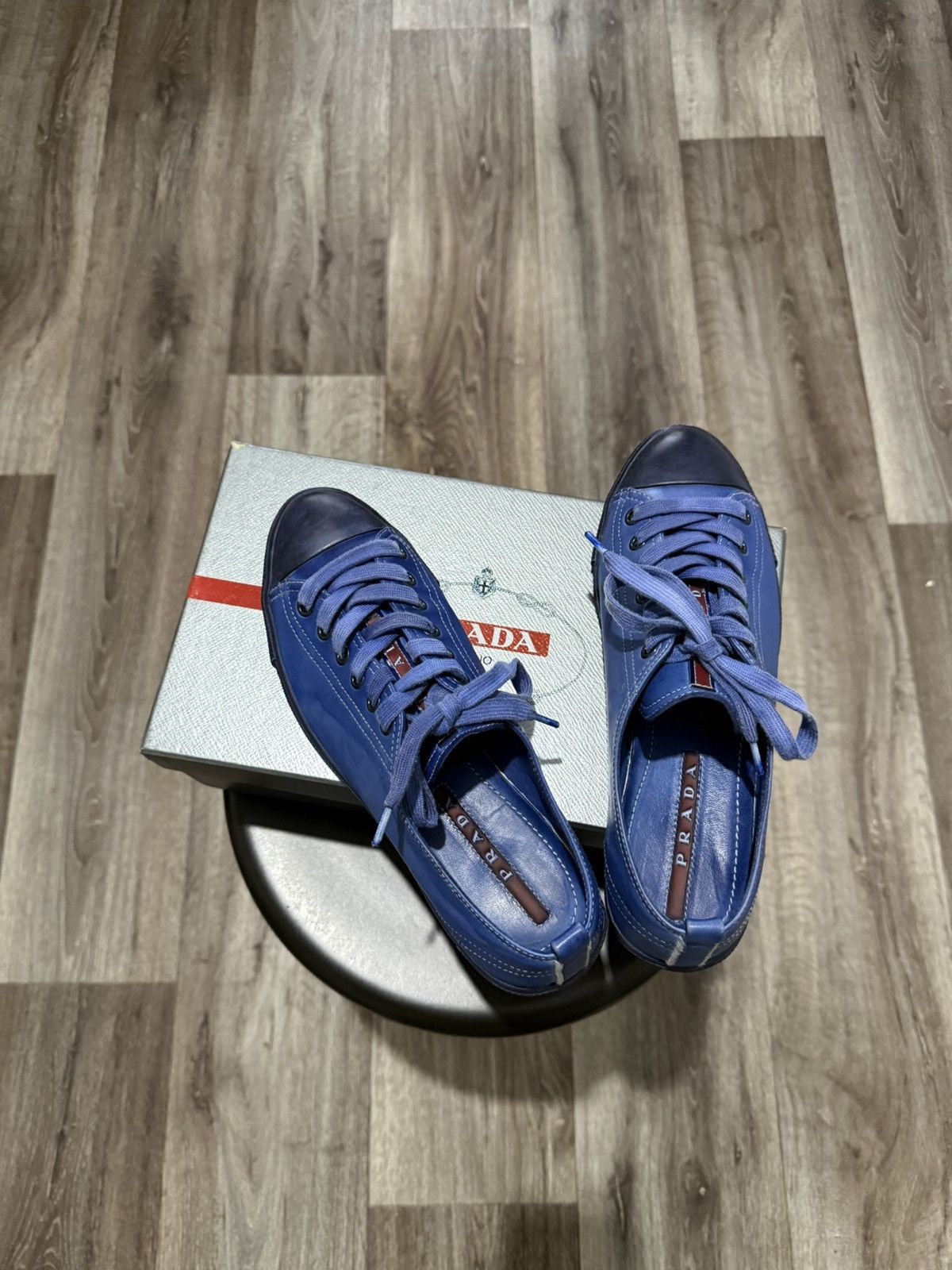 Prada NEW PRADA LEATHER SNEAKERS LOW-TOP BLUE RARE CHANGE COLOR Size US 8 / IT 38 - 13 Thumbnail