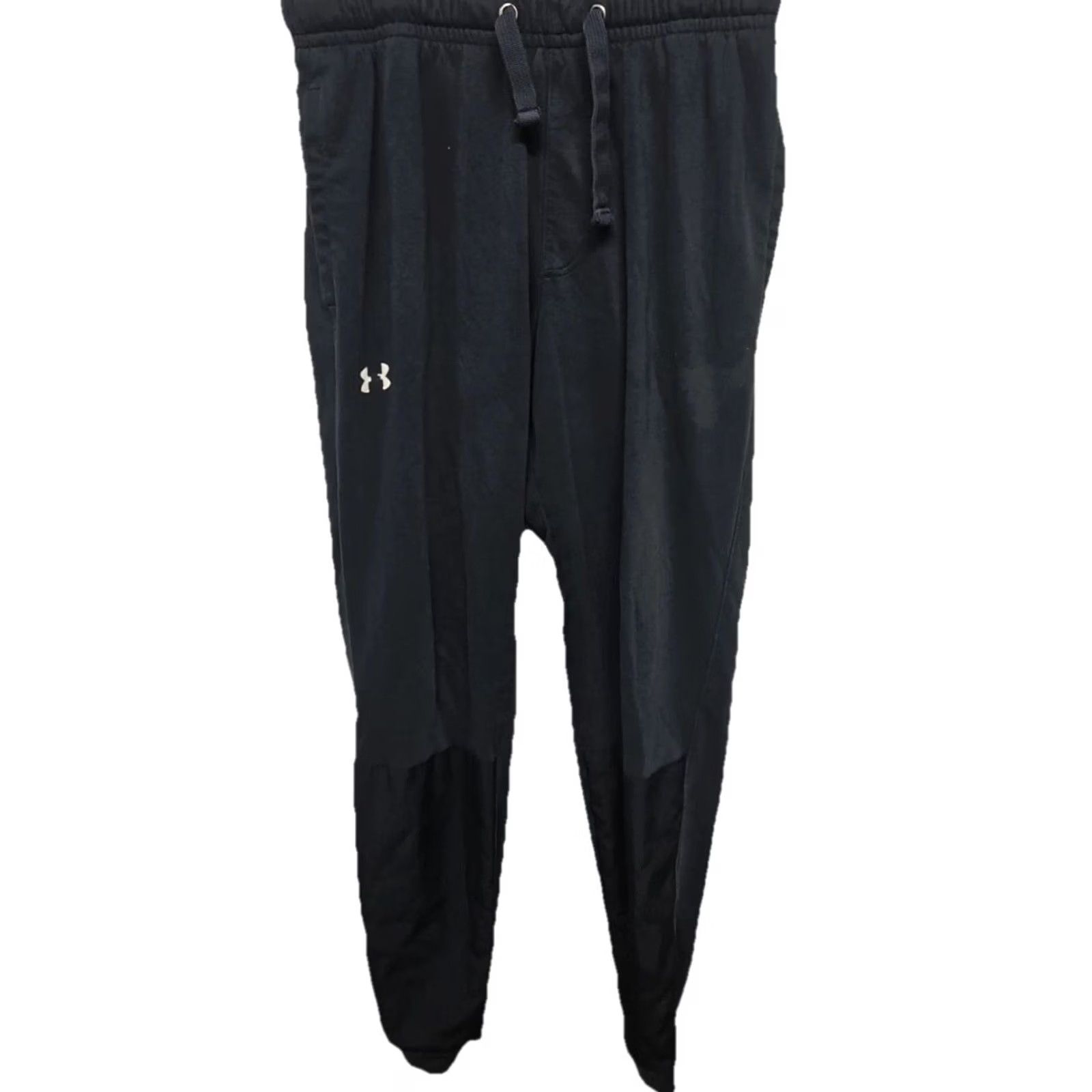 Under Armour Under Armour Men’s Large Black Jogger Sweatpants Logo Athletic Tapered Fleece Cotton Blend Pockets Drawstring Gym & Training Mens Size US 33 - 2 Thumbnail