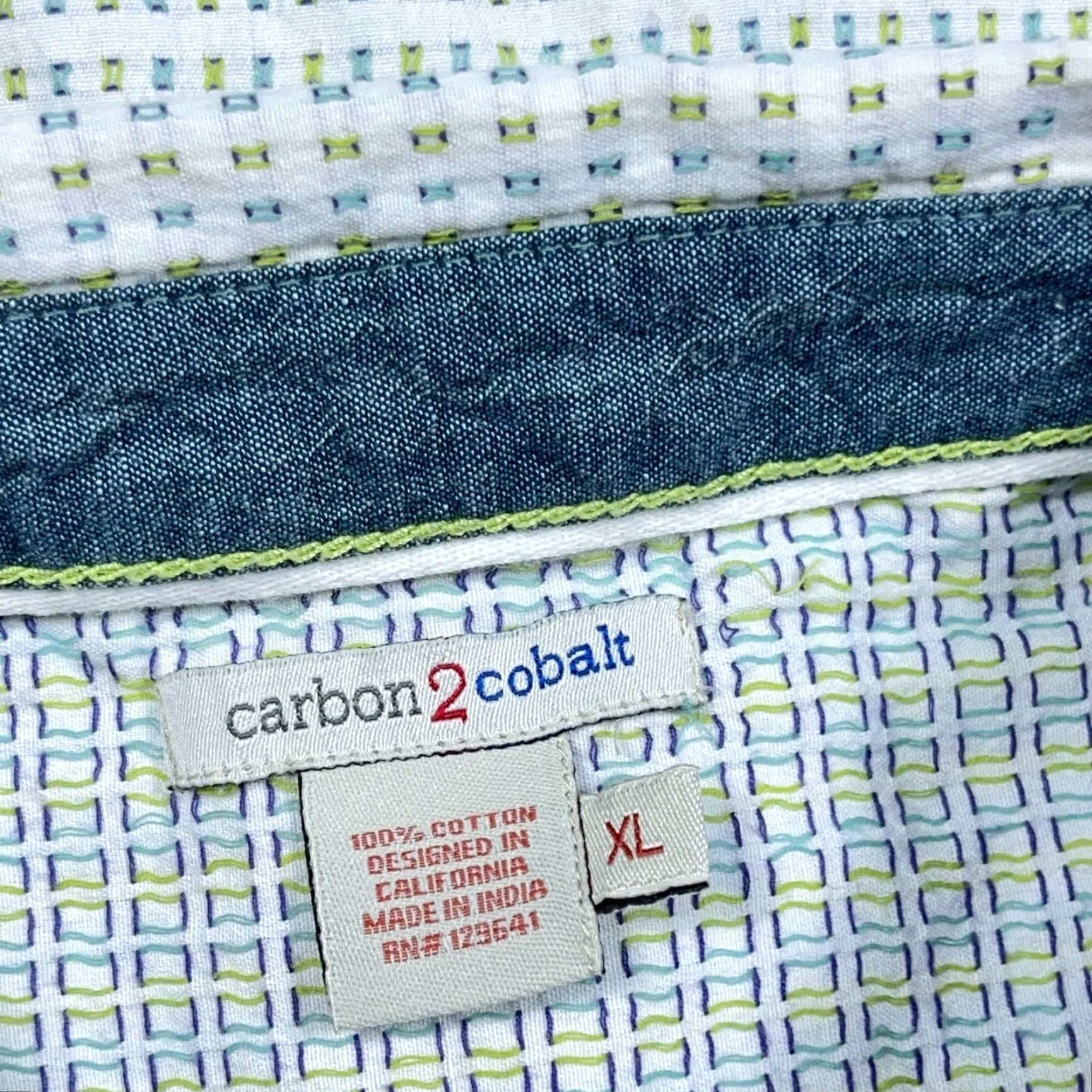 Carbon2Cobalt Carbon 2 Cobalt Shirt Men XL White Spotted Button-Up Casual Dress Size US XL / EU 56 / 4 - 4 Thumbnail