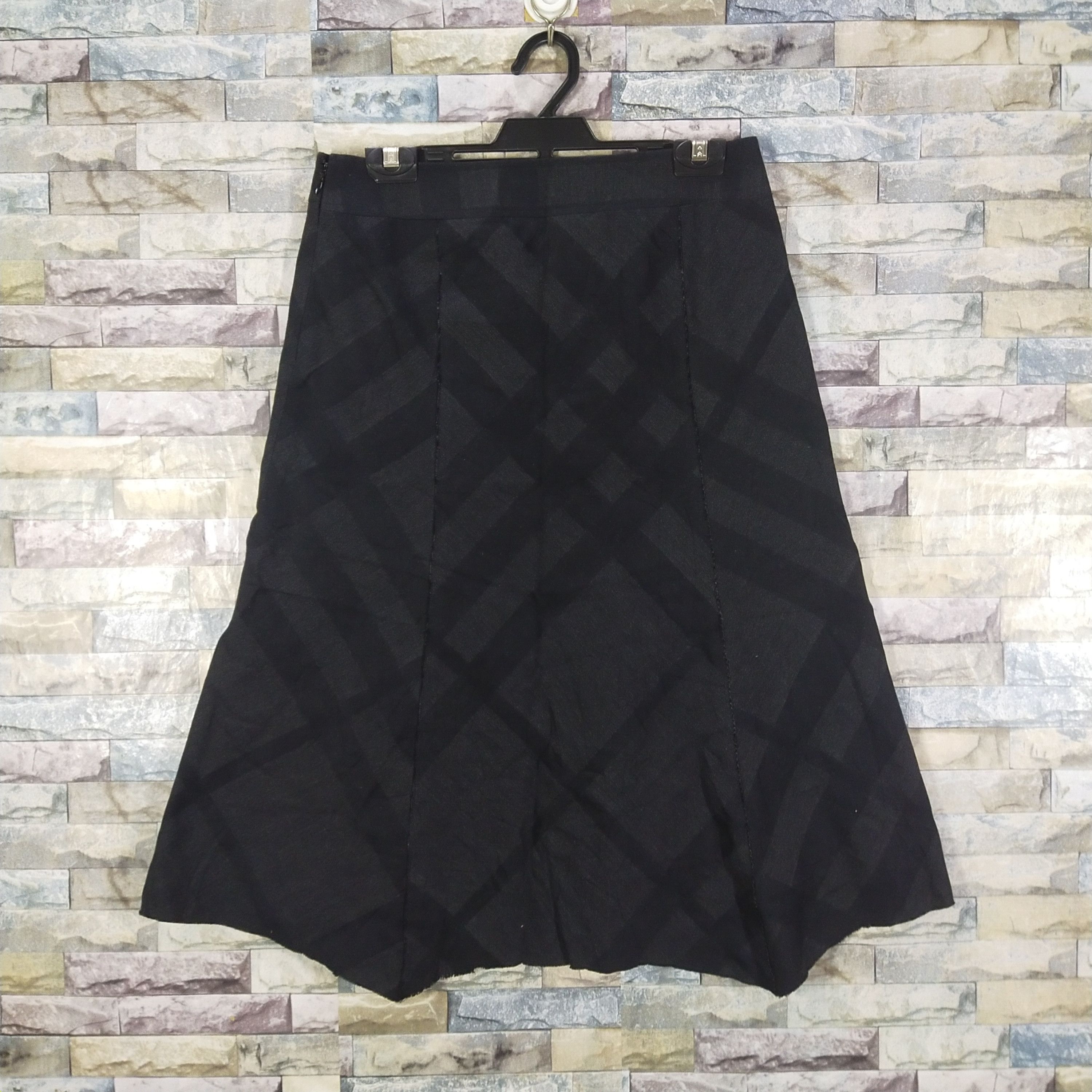 image of Burberry Checkered Skirt in Black, Women's (Size 40)