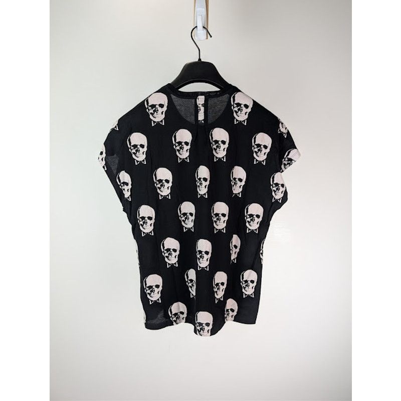 Saint Laurent Paris o1rshd1 Skull and Bowtie Print T-Shirt in Black / White Size US XS / EU 42 / 0 - 10 Thumbnail