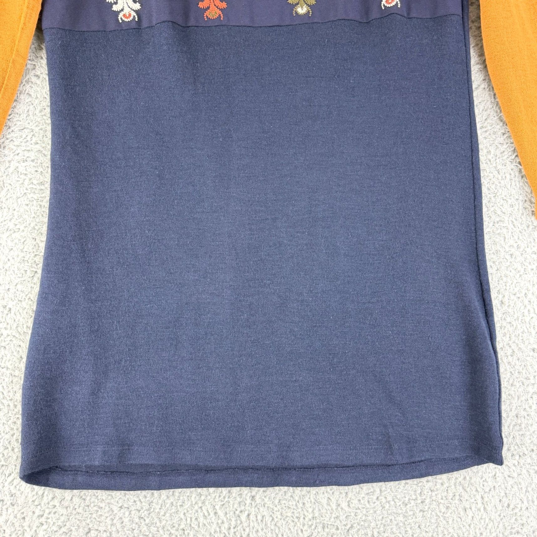 Vintage THML Dress Womens Small Blue Embroidered Long Sleeve Knit Back Zip Casual Short Size S / US 4 / IT 40 - 4 Thumbnail