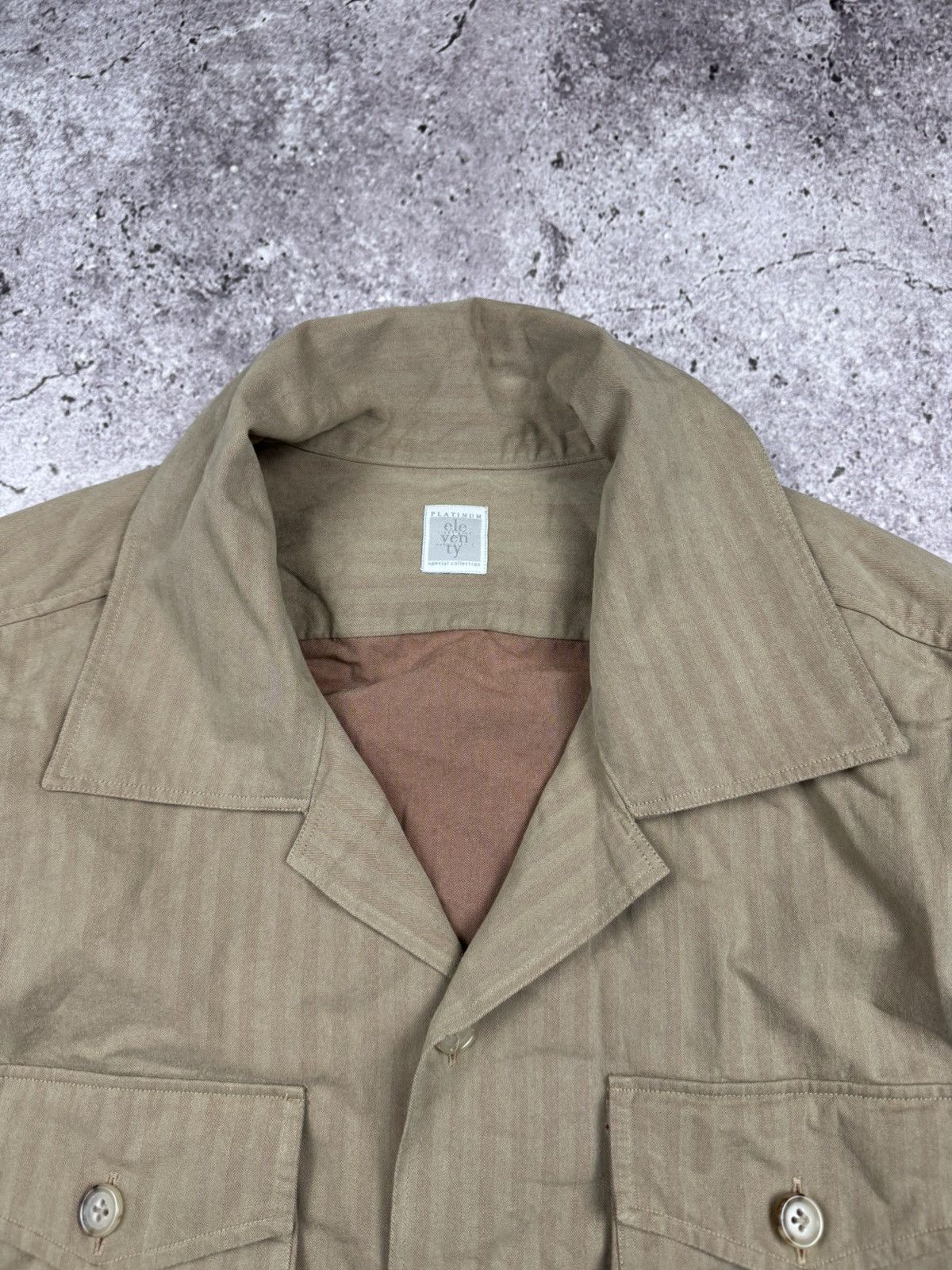 Eleventy Eleventy Multipocket Japanesse Jacket Beige Striped Size US M / EU 48-50 / 2 - 4 Thumbnail