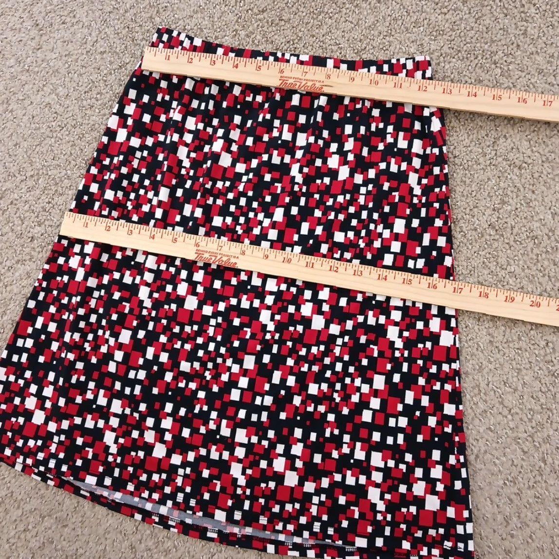 Vintage Casual Corner Annex Skirt PS Petite Short Red Geometric A-Line Pull On Women Size 28" / US 6 / IT 42 - 2 Thumbnail