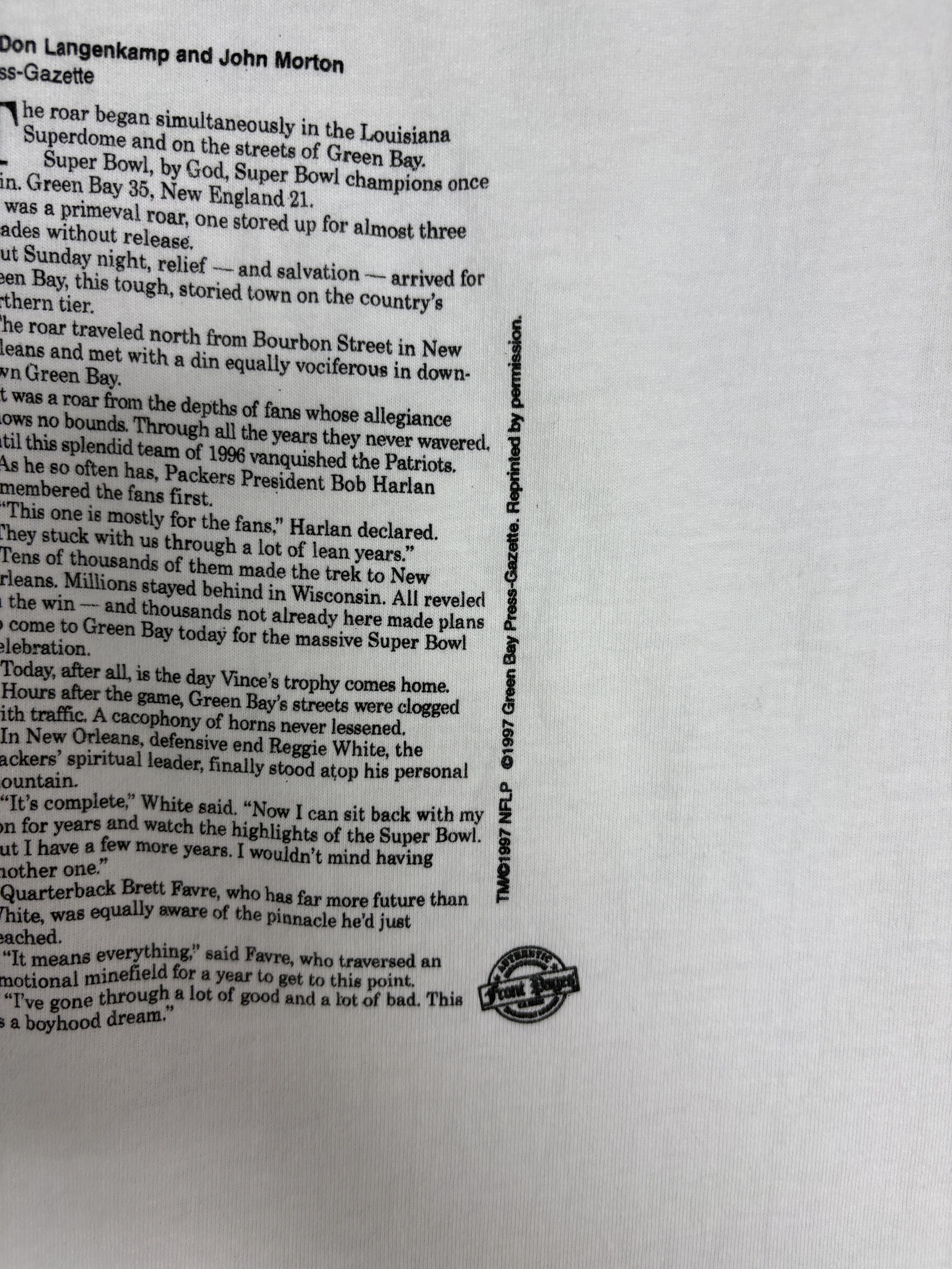 Starter Green Bay Packers Super Bowl XXXI Champions Vintage Tee Size US XL / EU 56 / 4 - 3 Thumbnail
