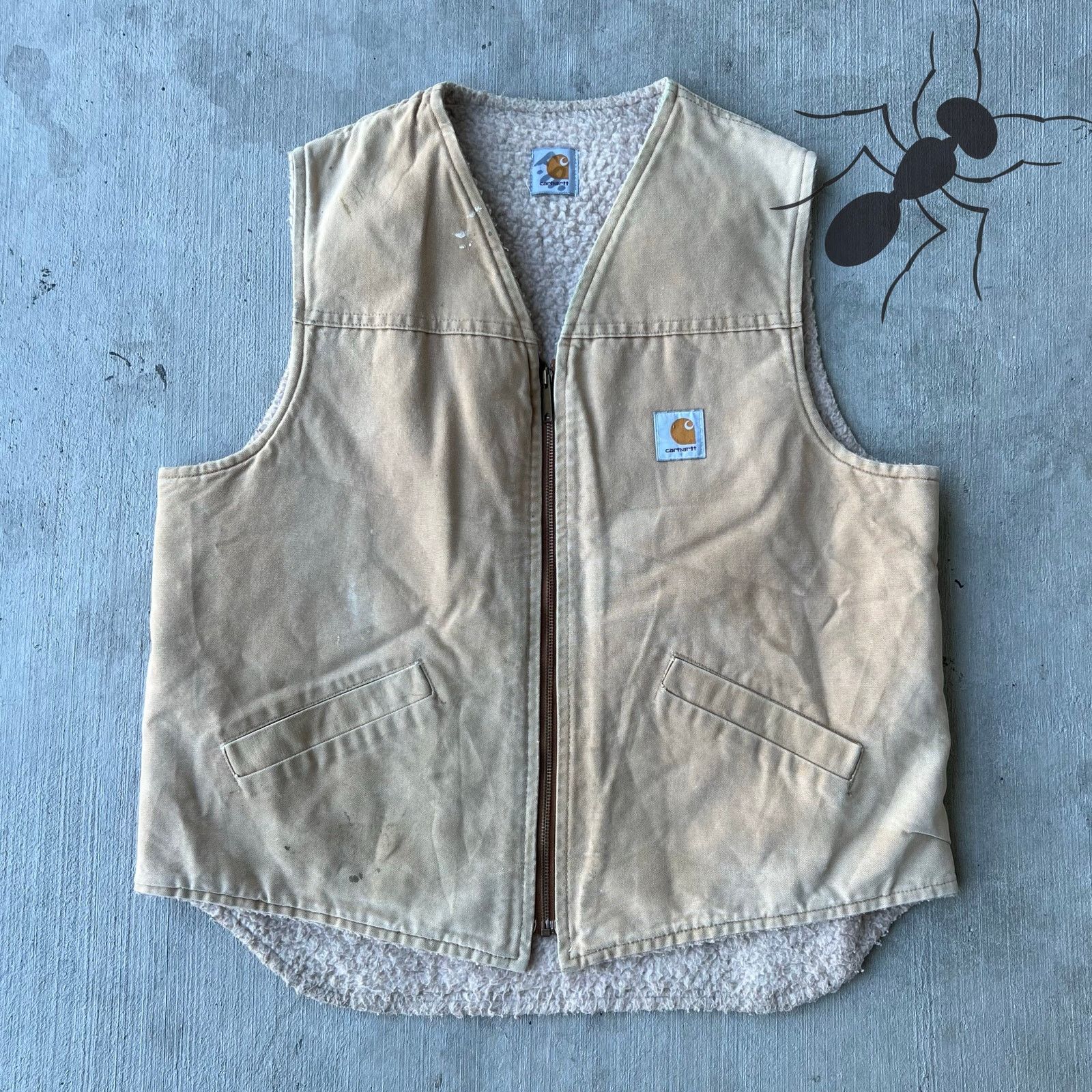 Carhartt × Vintage Carhartt faded brown sherpa lined work wear vest Size US L / EU 52-54 / 3 - 1 Thumbnail